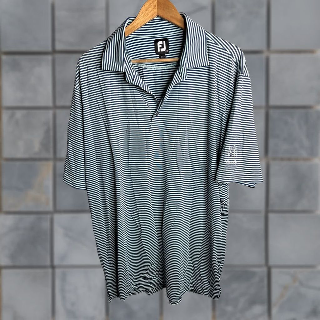 Footjoy FootJoy Polo Shirt Mens XL Blue Stripe TPC Treviso Bay Golf Casual Performance Size US XL / EU 56 / 4 - 1 Thumbnail