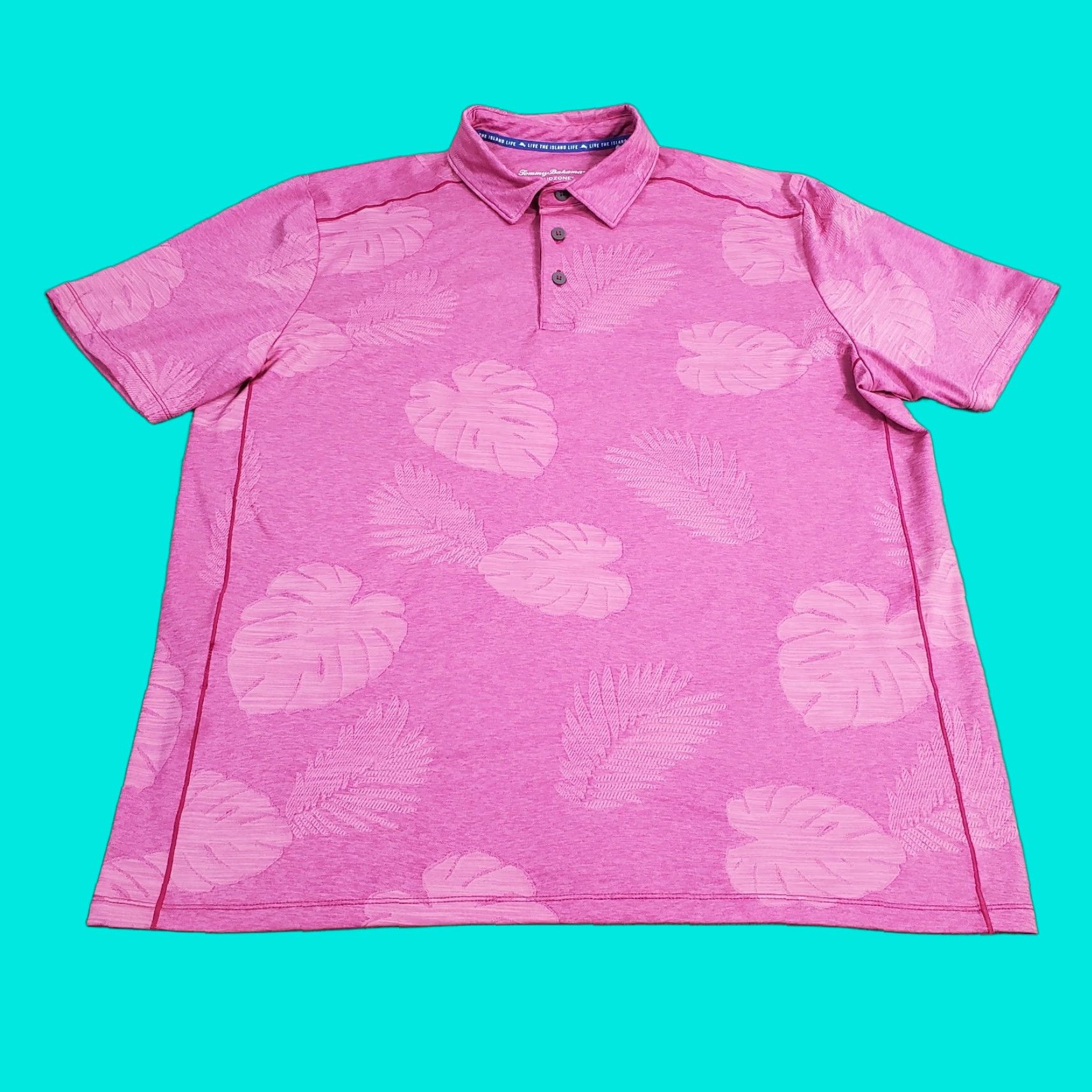 Tommy Bahama Tommy Bahama Polo Shirt Mens Large Pink Performance Stretch Floral Polo Shirt Size US L / EU 52-54 / 3 - 1 Thumbnail