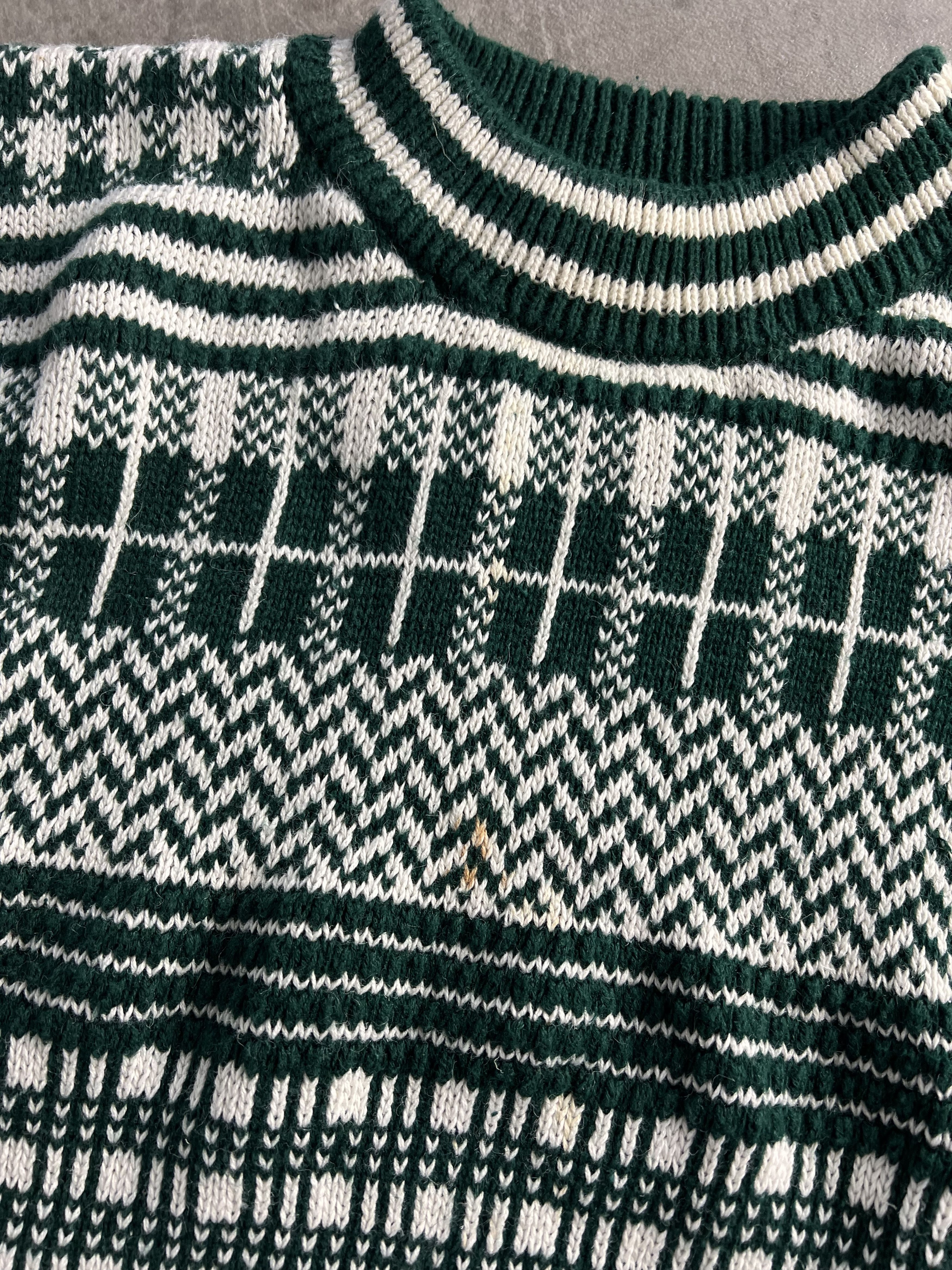 Vintage VINTAGE COSBY PATTERN KNIT WHITE GREEN MEDIUM Size US M / EU 48-50 / 2 - 3 Thumbnail