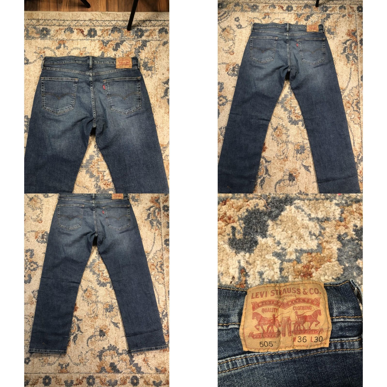 Levi's Levi's 505 Jeans Mens 36x30 Blue Medium Wash Regular Straight Zip Fly Denim Jeans Regular Fit Mens Size US 36 / EU 52 - 8 Thumbnail