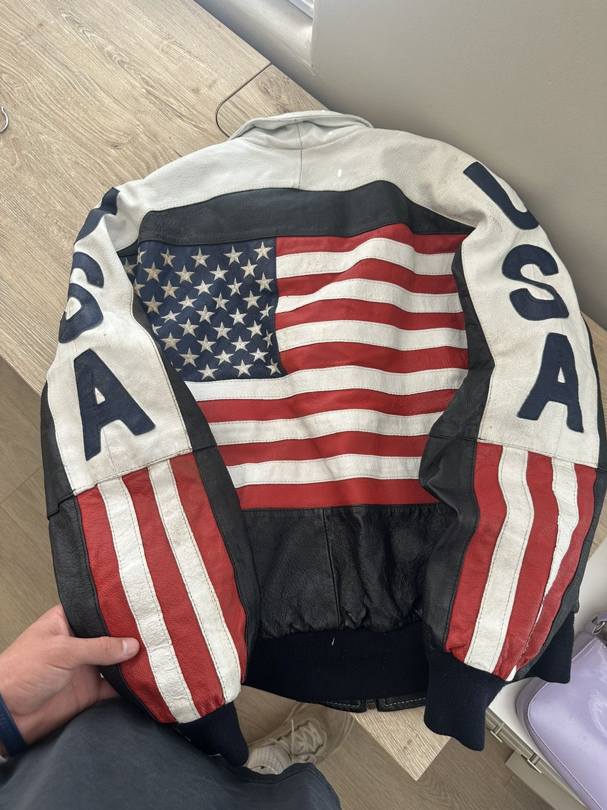 Vintage Vintage USA Leather Bomber Jacket Size US M / EU 48-50 / 2 - 3 Thumbnail