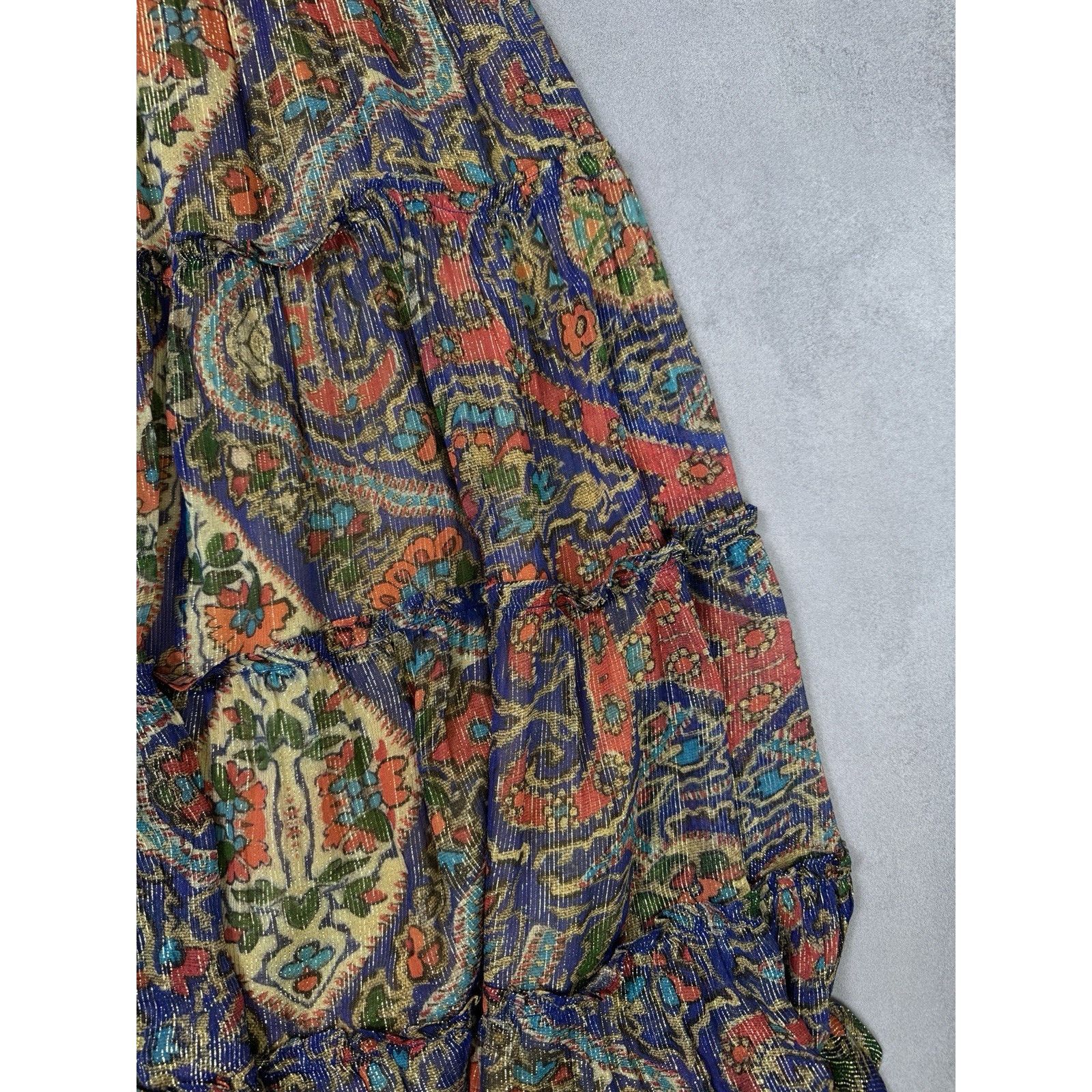 Oliphant OLIPHANT RUFFLE TIERED MAXI PERSIAN COBALT SIZE L DRESS Size L / US 10 / IT 46 - 21 Thumbnail