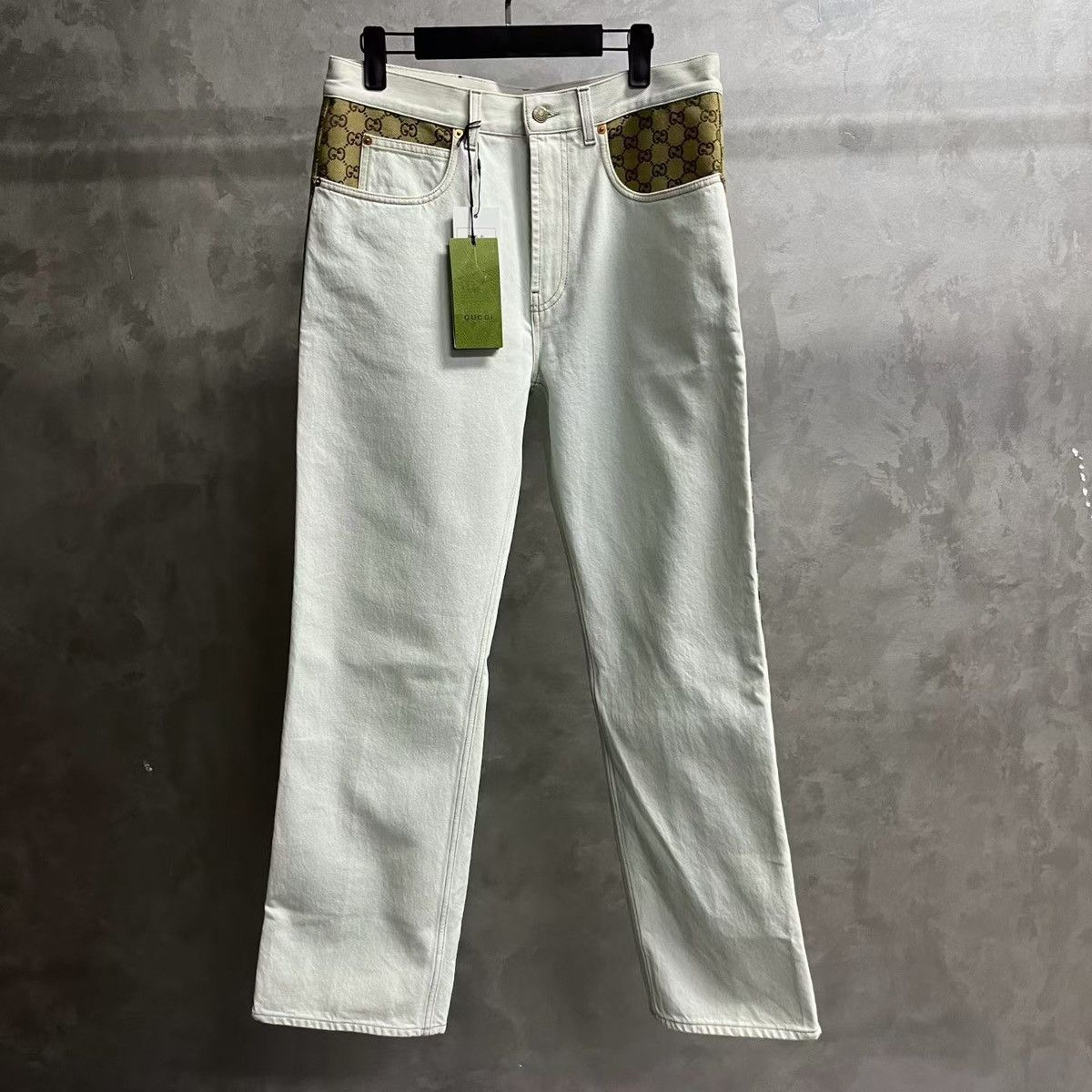 Gucci Gucci White GG Monogram Panel Jeans Size US 34 / EU 50 - 1 Thumbnail