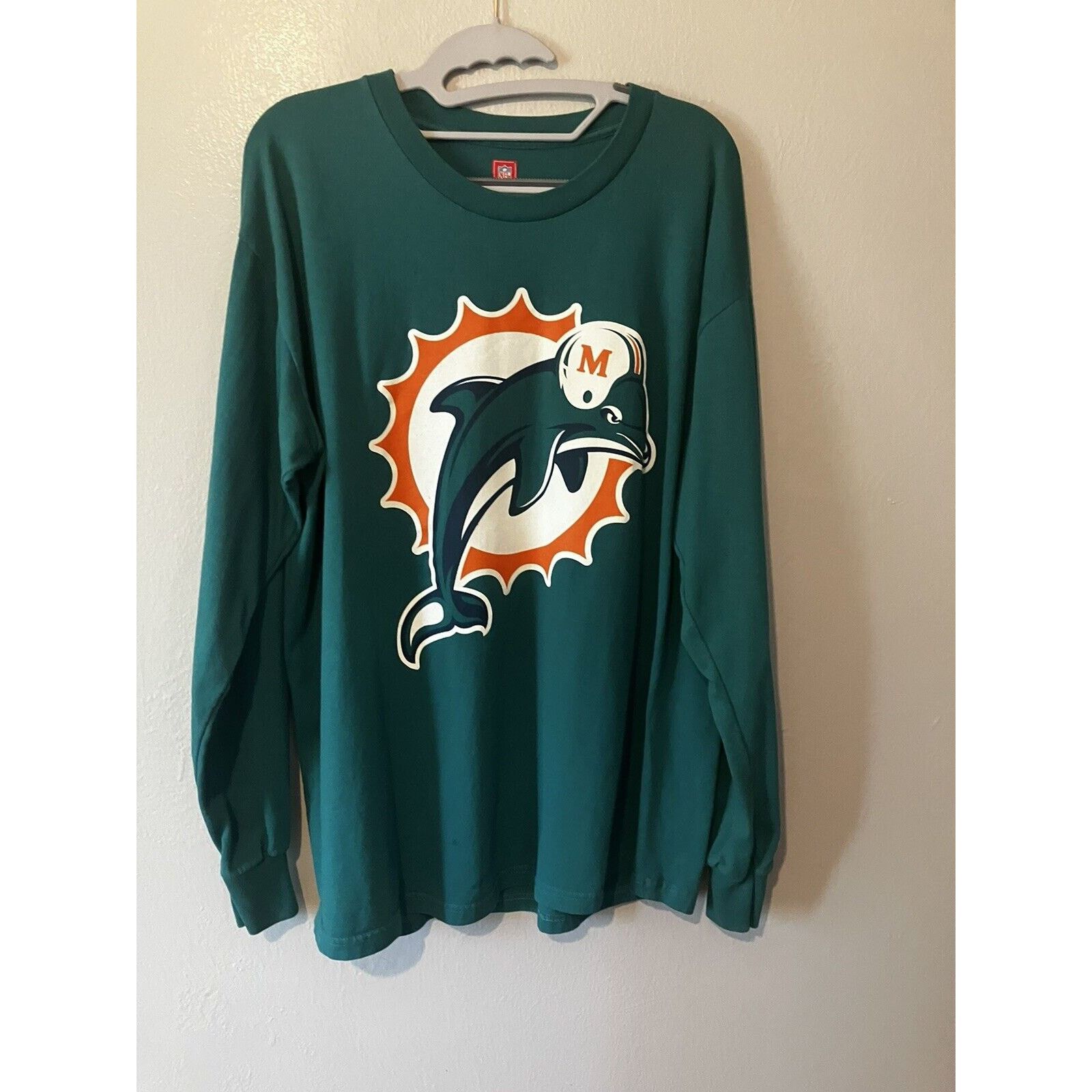 NFL Miami Dolphins Long Sleeve Shirt Mens LG NFL Green Size US L / EU 52-54 / 3 - 1 Thumbnail