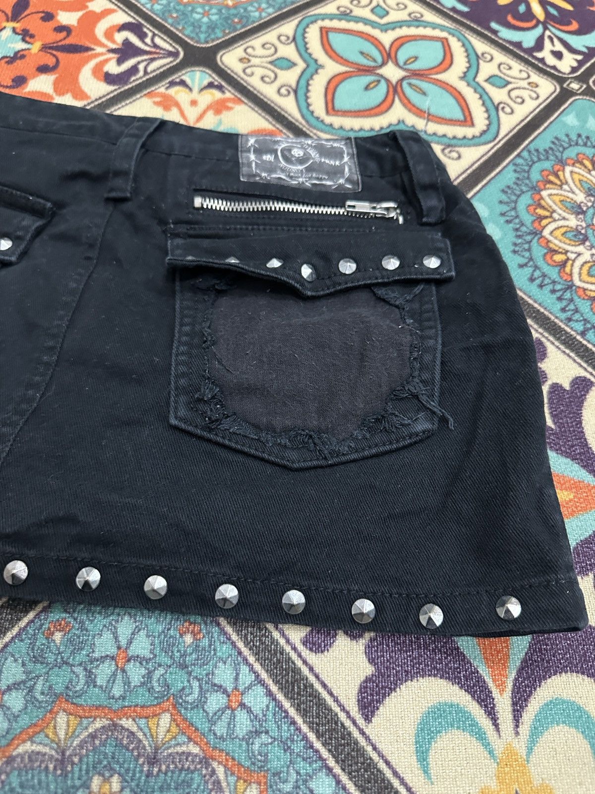 If Six Was Nine Vintage 90’s Sexy Dynamite London Zipper Studded Mini Skirt Size 27" / US 4 / IT 40 - 10 Thumbnail