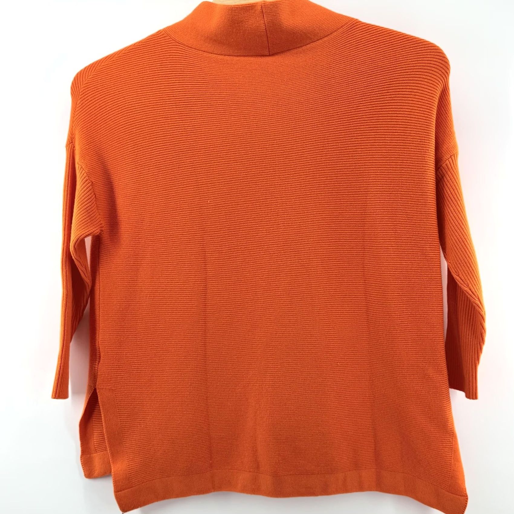 Vintage Lillusory Oversized Fall Sweater Medium Orange Ribbed Knit Pullover Mock Neck Split Hem Size M / US 6-8 / IT 42-44 - 4 Thumbnail