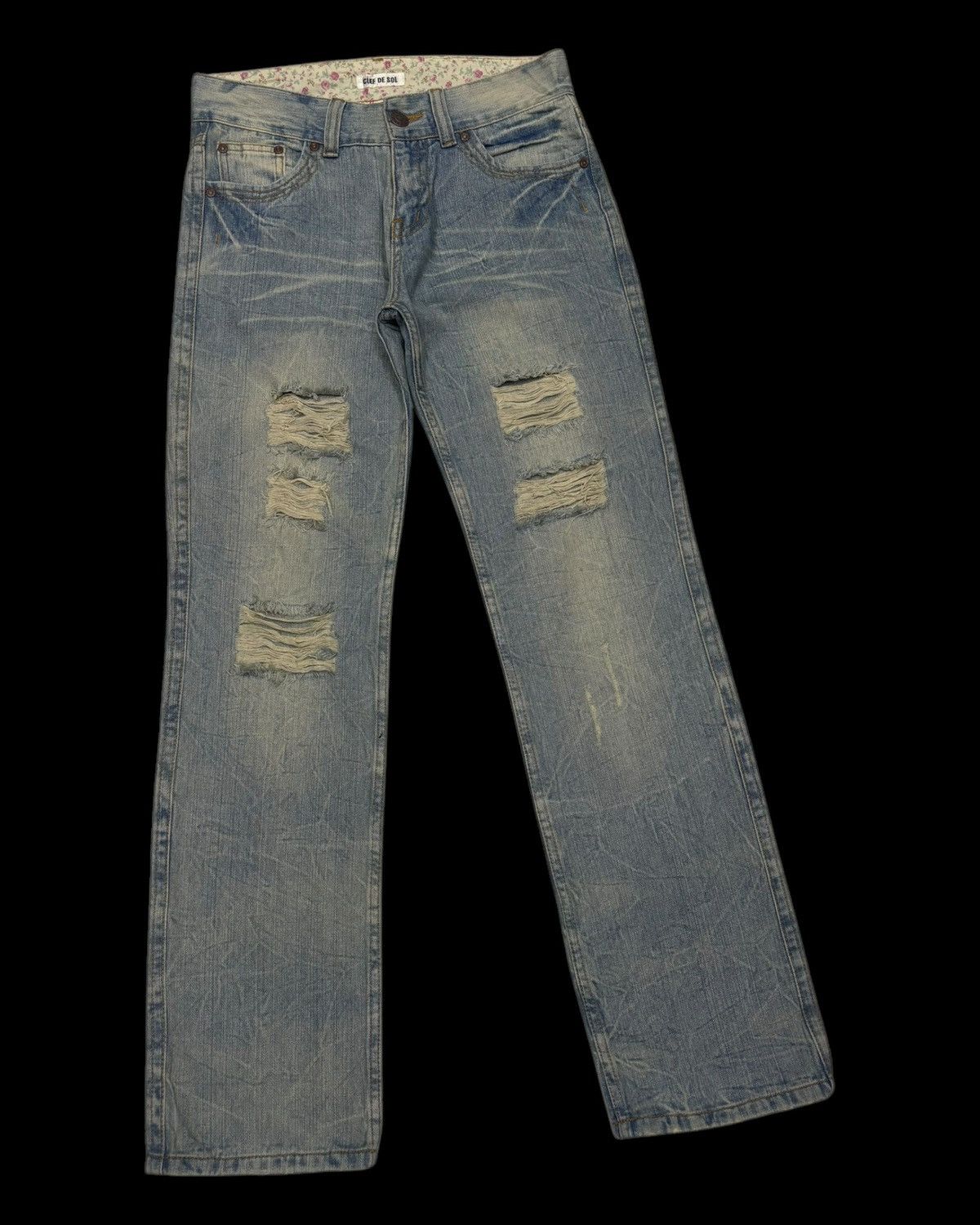 If Six Was Nine × Japanese Brand × Le Grande Bleu (L.G.B.) RIPPED 🇯🇵 CLEF DE SOL JAPANESE DISTRESSED DENIM JEANS Size US 30 / EU 46 - 3 Thumbnail