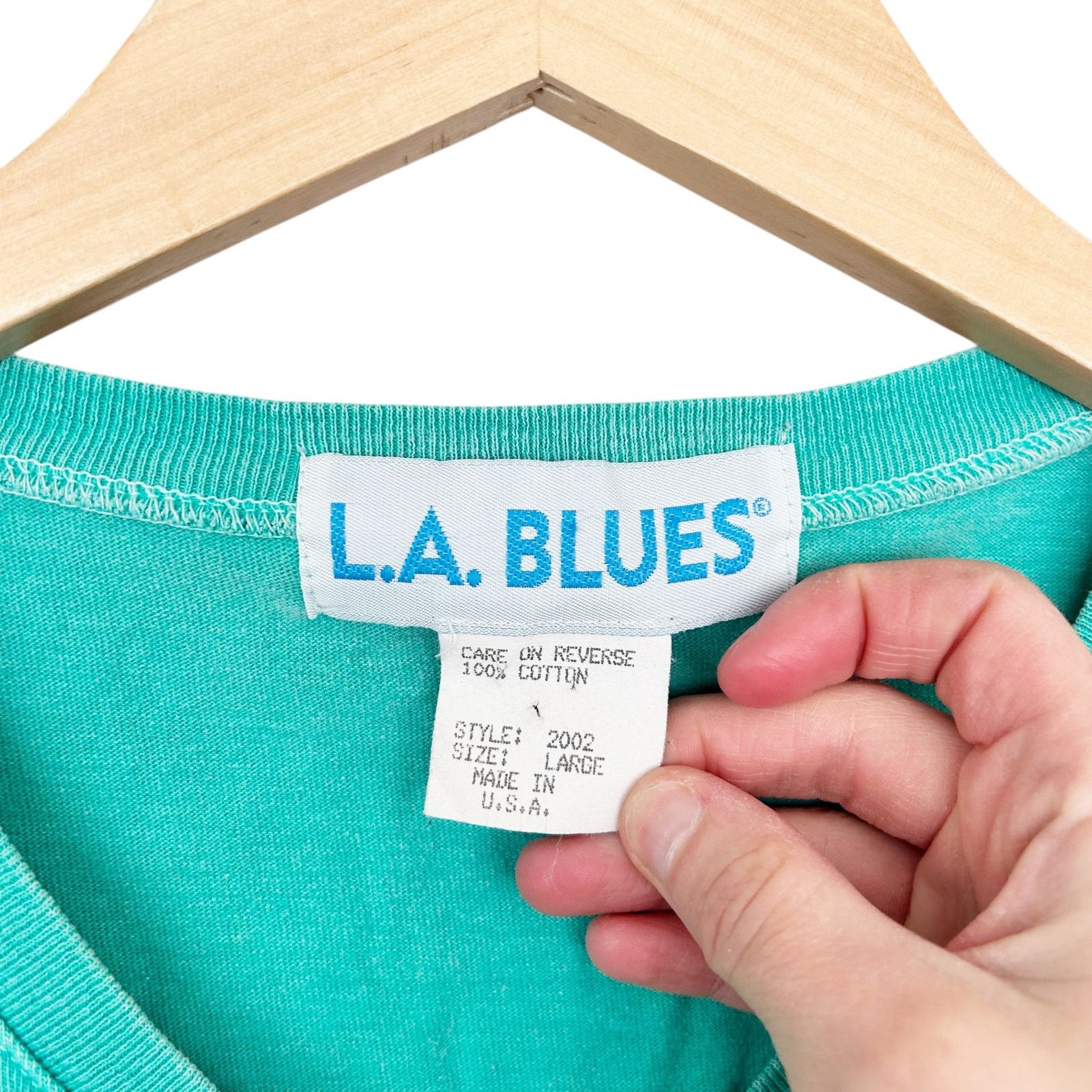 Vintage Vintage LA Blues Teal Graphic T Shirt Sz L Size L / US 10 / IT 46 - 2 Thumbnail