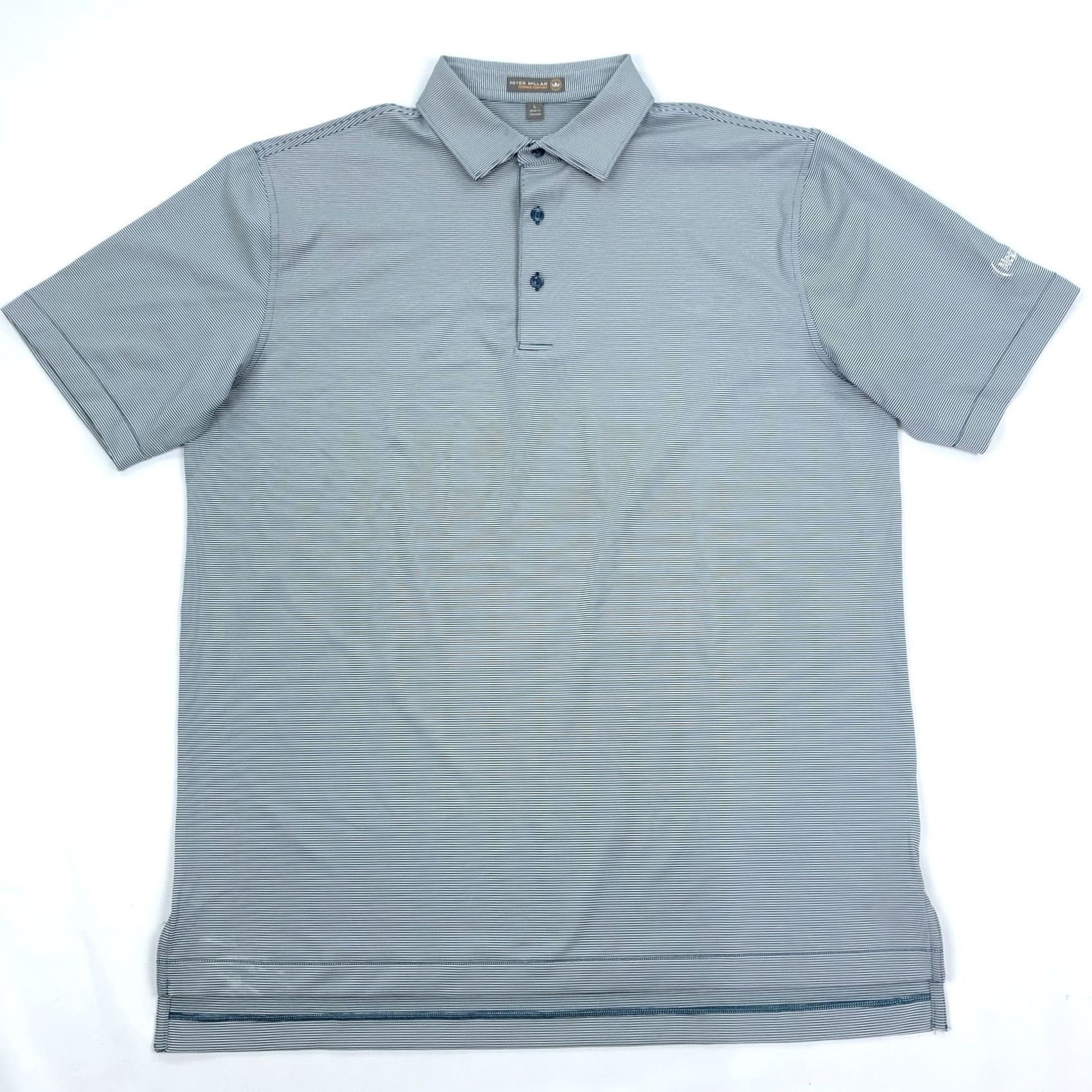 Peter Millar Peter Millar Summer Comfort Polo Shirt Mens Large Blue Striped Golf Shirt Size US L / EU 52-54 / 3 - 3 Thumbnail