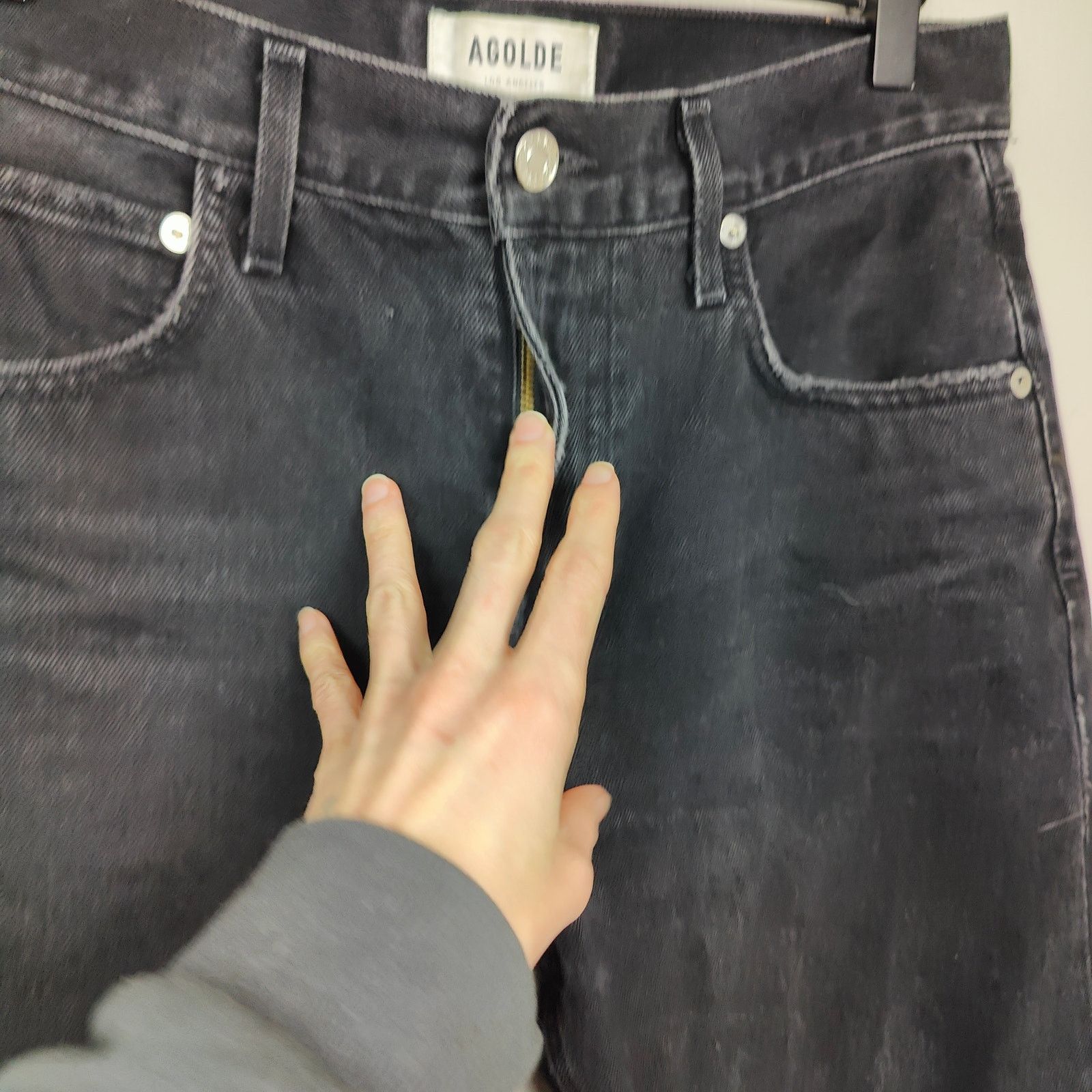 Agolde Agolde Cherie High Rise Straight Jeans 26 Distressed Black Size 26" / US 2 / IT 38 - 3 Thumbnail