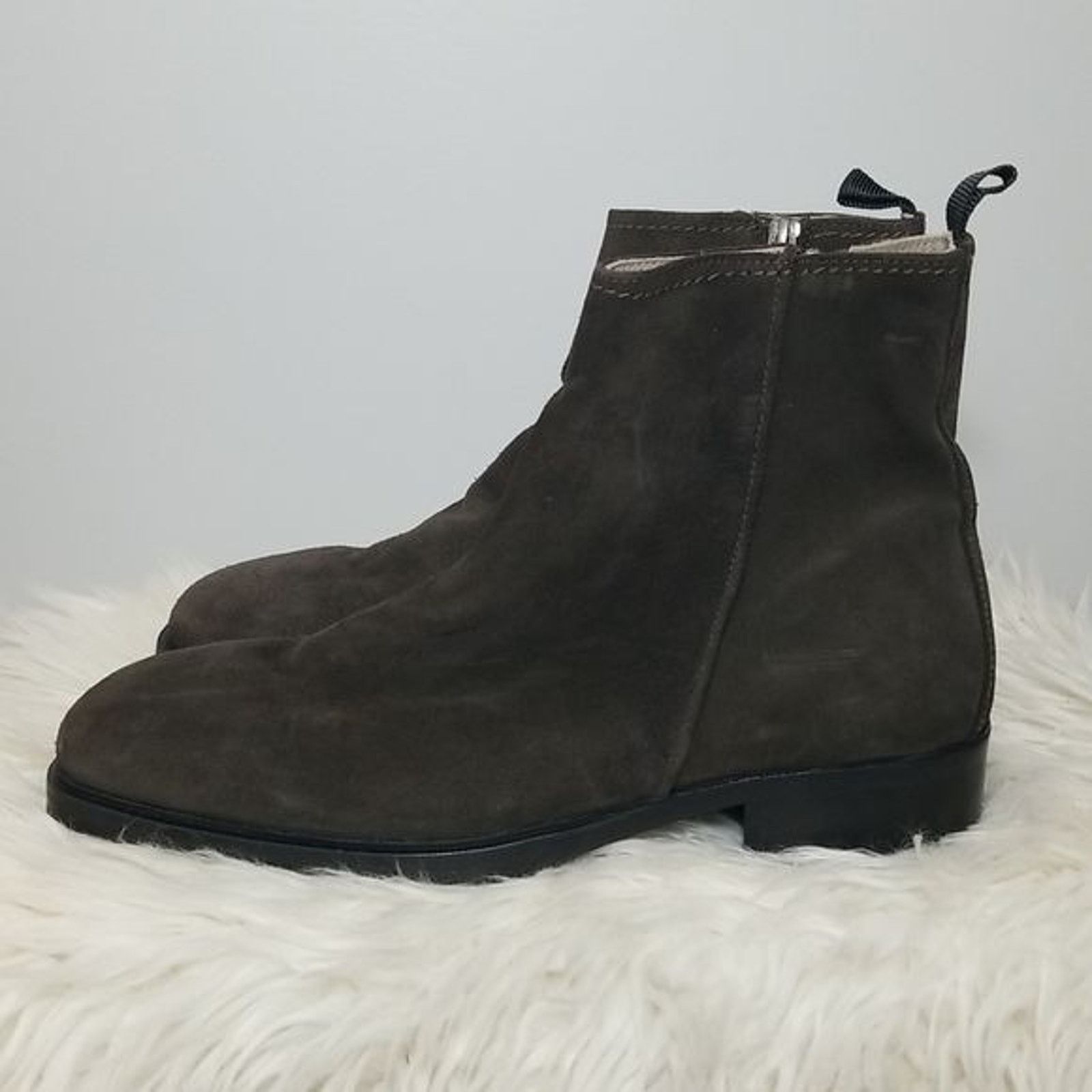 image of Allsaints Seth Suede Pull On Chelsea Boots Bitter Chocolate in Brown, Men's (Size 12)
