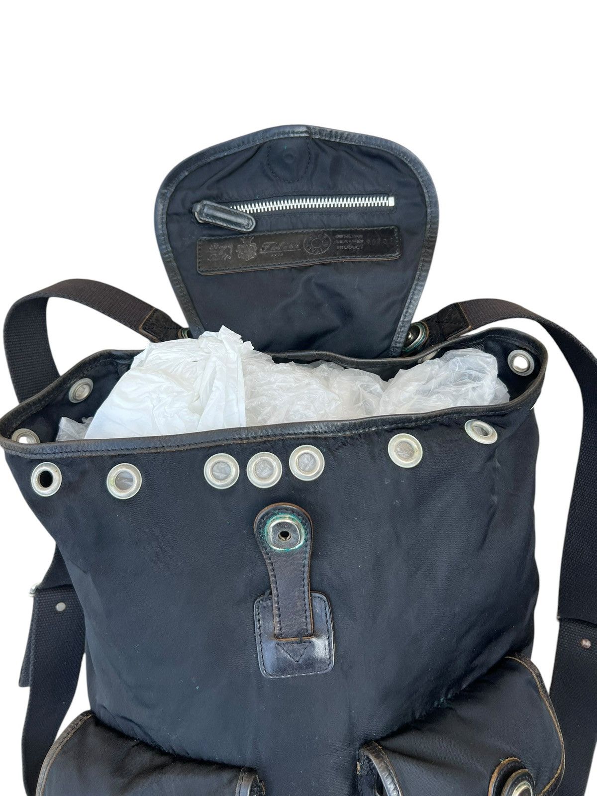 Felisi Vintage Felisi Italy Distress Hybrid Nylon Leather Backpack Size ONE SIZE - 10 Thumbnail