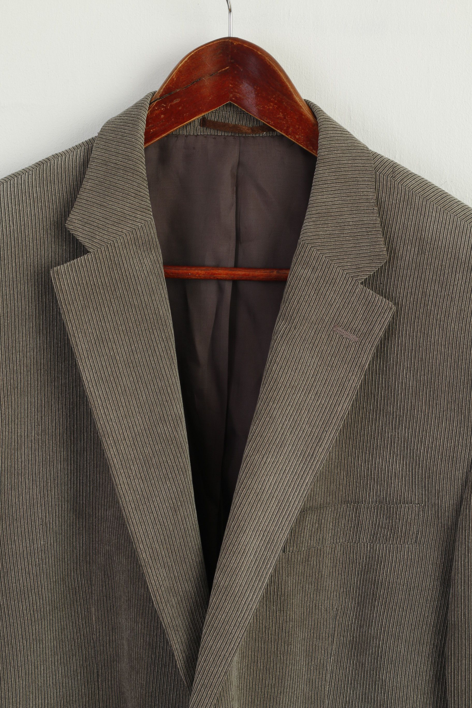 Vintage Renato Cavalli Men 54 44 Blazer Gray Striped 0511 Size 44R - 2 Thumbnail