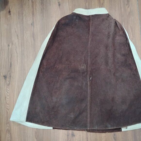 Other Vintage 60s Two Tone Suede Leather Mexican Cape Jacket Size L / US 10 / IT 46 - 4 Thumbnail