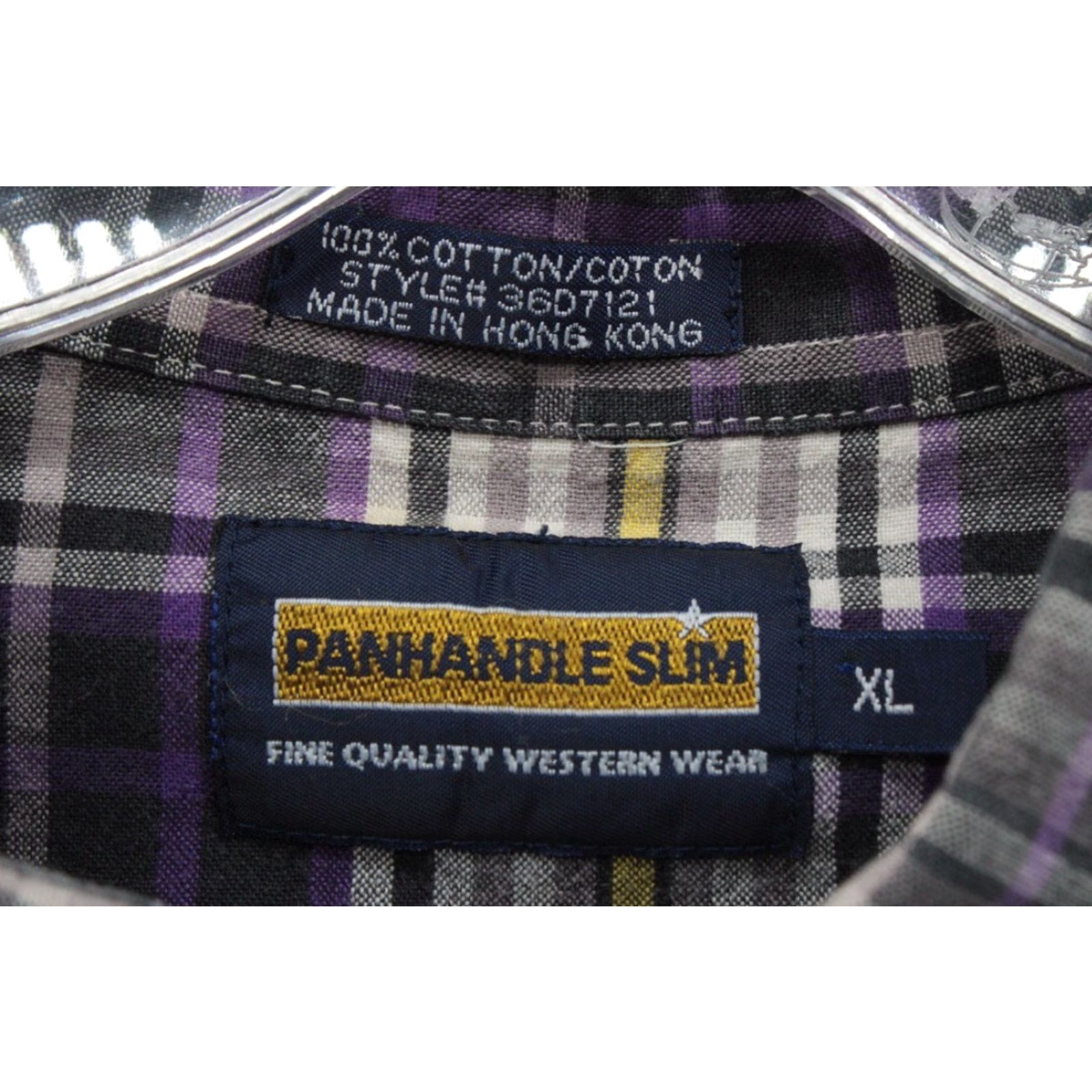 Vintage Panhandle Slim Shirt Men's XL Purple Plaid Cowboy Long Sleeve Cotton Button Down Shirt Size US XL / EU 56 / 4 - 5 Thumbnail