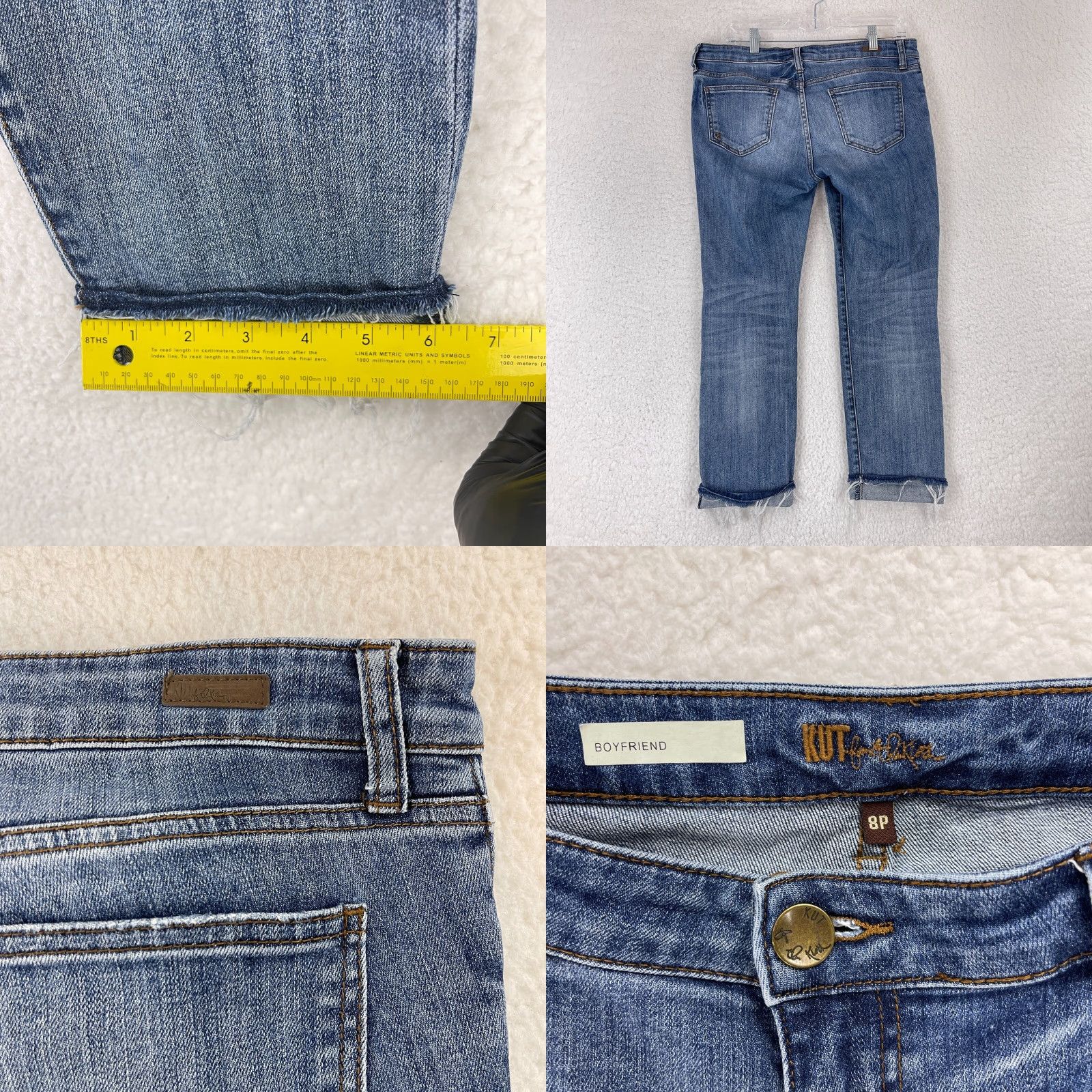 Vintage Kut from the Kloth Boyfriend Mid-Rise Jeans Womens Size 8P Blue Roll Cuff Crop Jeans Size 30" / US 8 / IT 44 - 9 Thumbnail