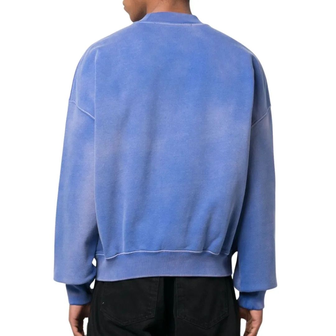 Off-White o1mle1025 Wave Off Boxy Crewneck Sweater in Blue Size US XS / EU 42 / 0 - 4 Thumbnail