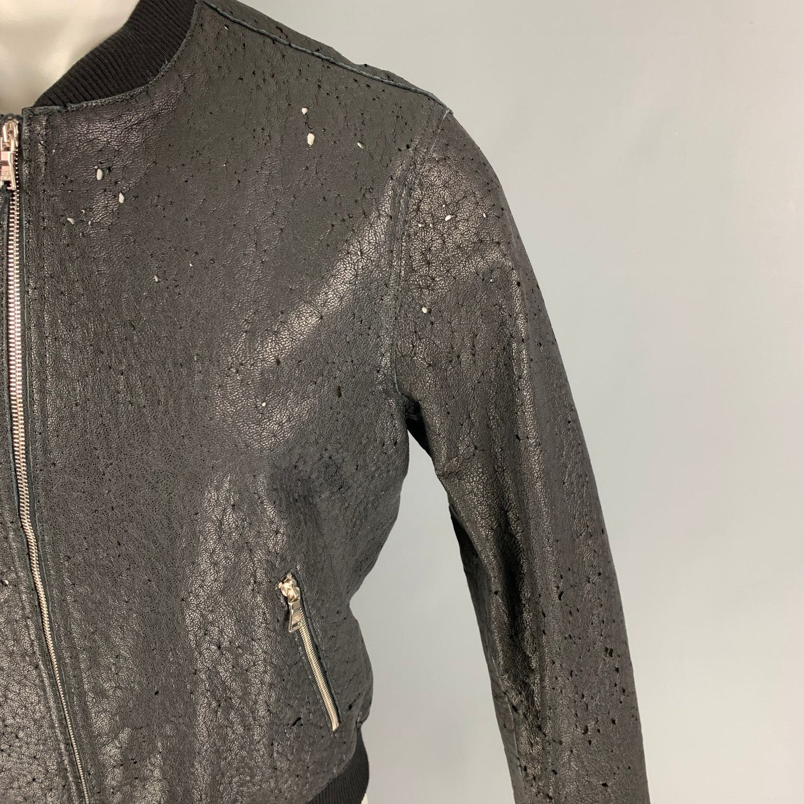 Neil Barrett NEIL BARRETT Size L Black Distressed Leather Bomber Jacket Size US L / EU 52-54 / 3 - 2 Thumbnail