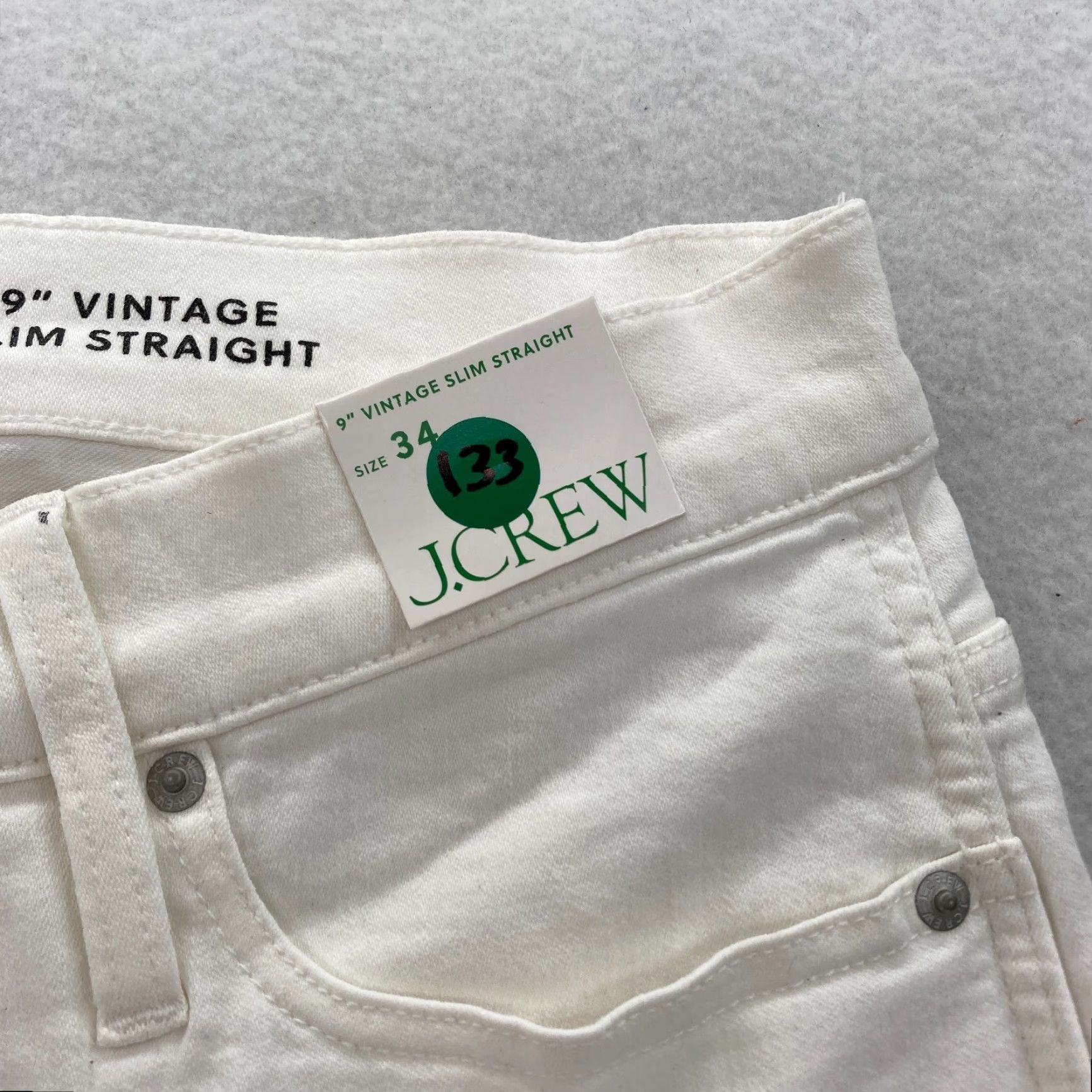 J.Crew J.CREW White Stretch Denim Slim Straight Jeans Women's Plus 34 High Rise Jeans Size 42" / US 20 - 4 Thumbnail