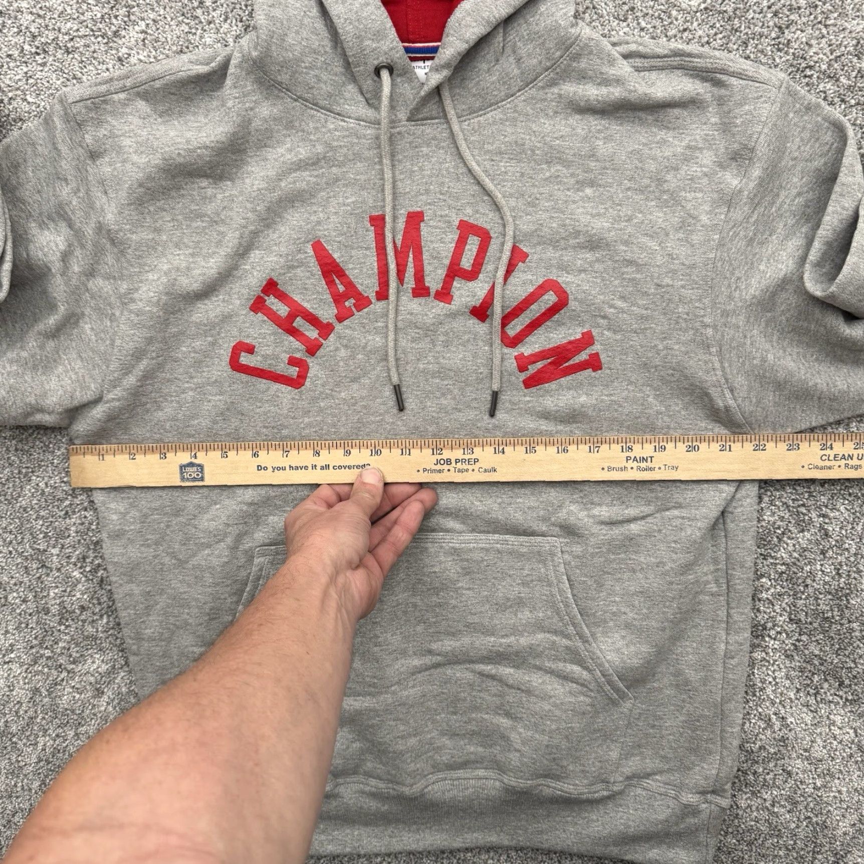 Champion VINTAGE Champion Powerblend Fleece Hoodie M Gray Men Medium Spell Out Retro Warm Soft Size US M / EU 48-50 / 2 - 6 Thumbnail
