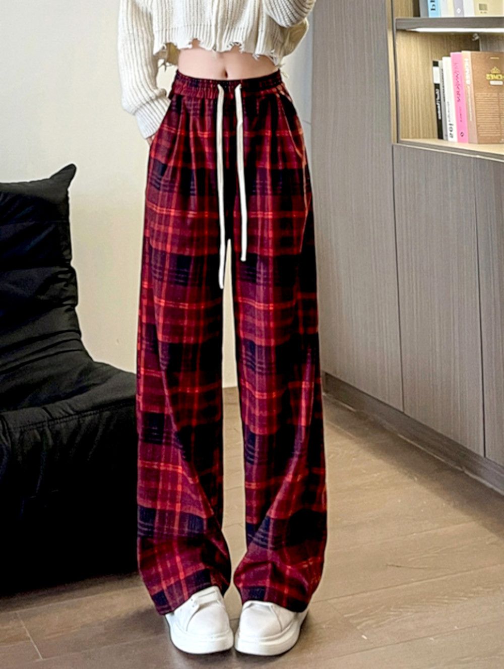 Designer × Japanese Brand × Vintage Vintage Hippie England Flannel Check Wide Leg Trousers Rave Size 28" / US 6 / IT 42 - 1 Thumbnail