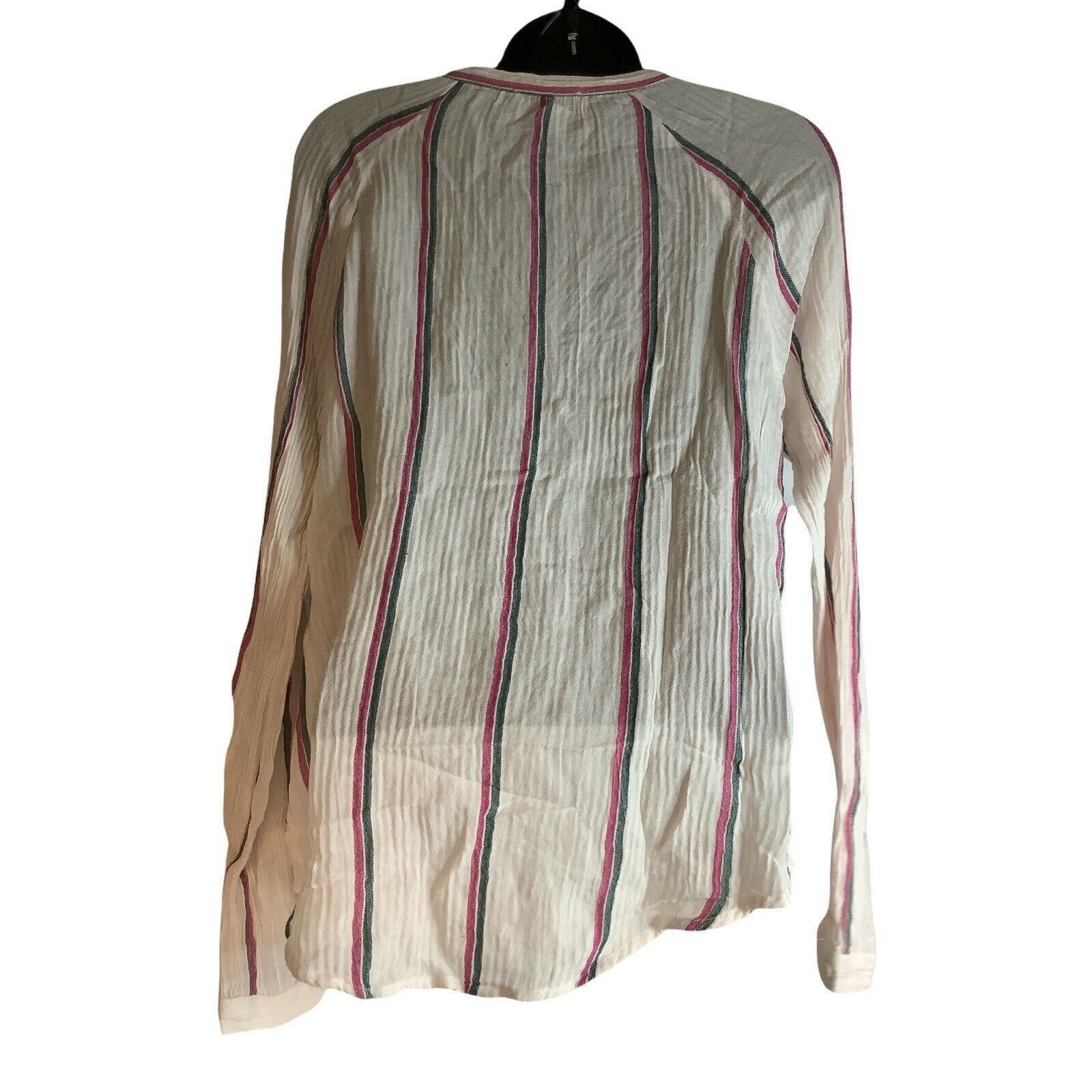 Lucky Brand Boho Lucky Brand White Striped Button Henley Top Long S Size S / US 4 / IT 40 - 8 Thumbnail
