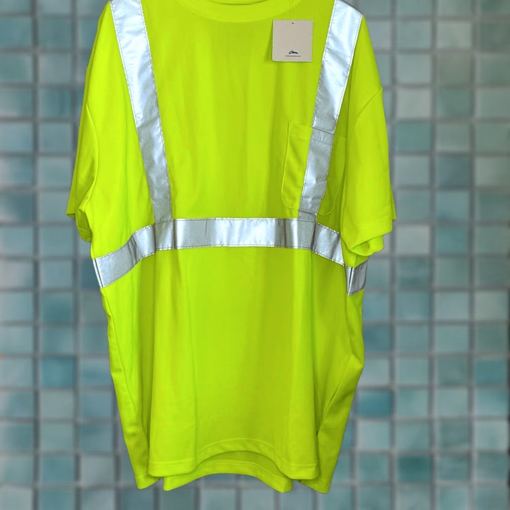 Vintage Tri-Mountain Men’s Lime Green Safety Shirt 3XL Short Sleeve T-Shirt ANSI/ISEA 107-2010 Style 222 Class 2 Level 2, Front Pocket, Big & Tall Mens Shirt Size US XXL / EU 58 / 5 - 1 Thumbnail