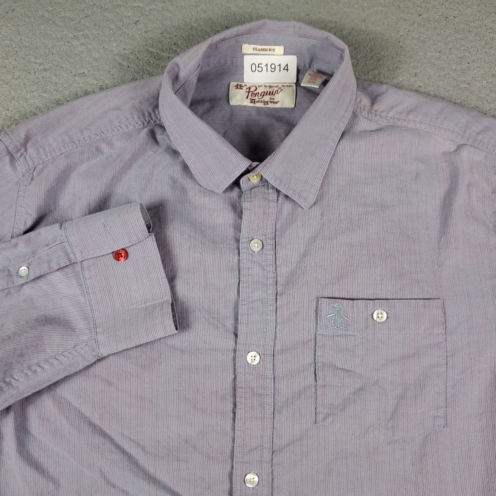 Original Penguin Original Penguin Red Gray Striped Button-Up Shirt Mens XL Casual Long Sleeve Size US XL / EU 56 / 4 - 2 Thumbnail