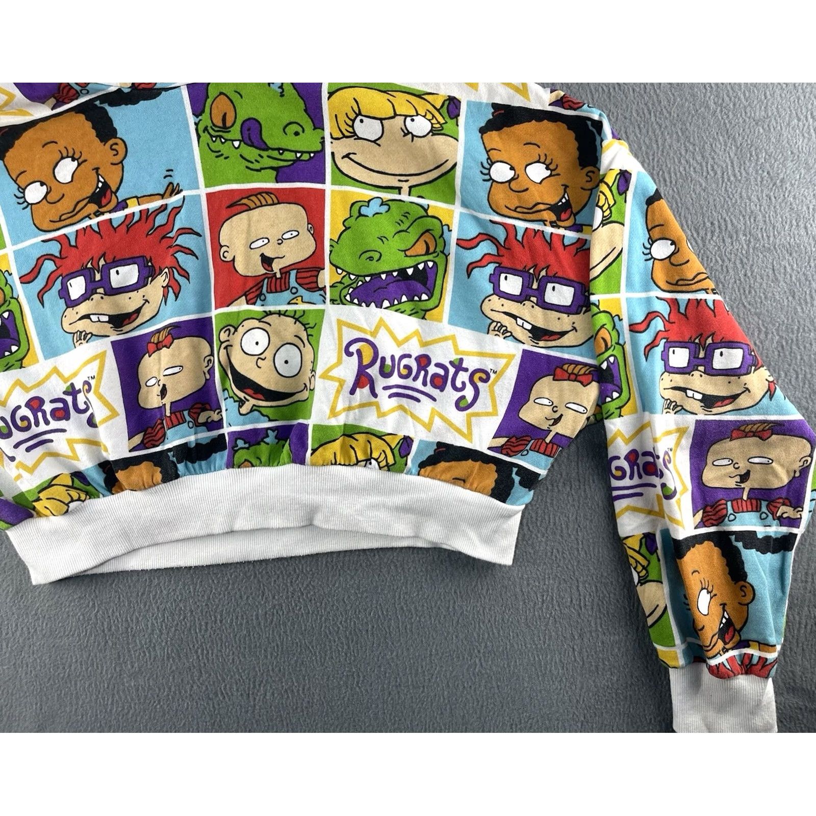 Nickelodeon Nickelodeon Rugrats Hoodie Cropped All Over Print White L Womens Pullover 90s Retro Graphic Sweatshirt Size L / US 10 / IT 46 - 4 Thumbnail