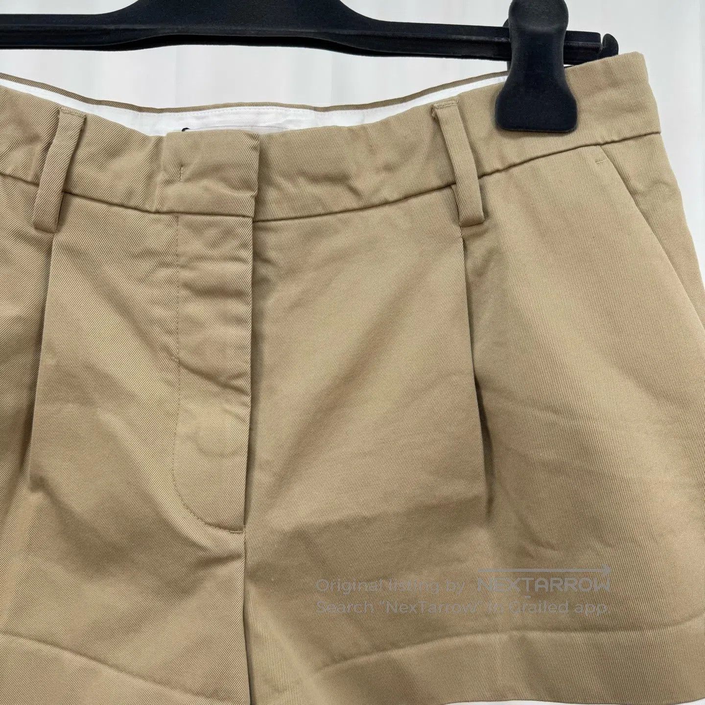 Miu Miu Miu Miu New Arrival Khaki Embroidered Patch Letter Shorts| Size 37" - 3 Thumbnail