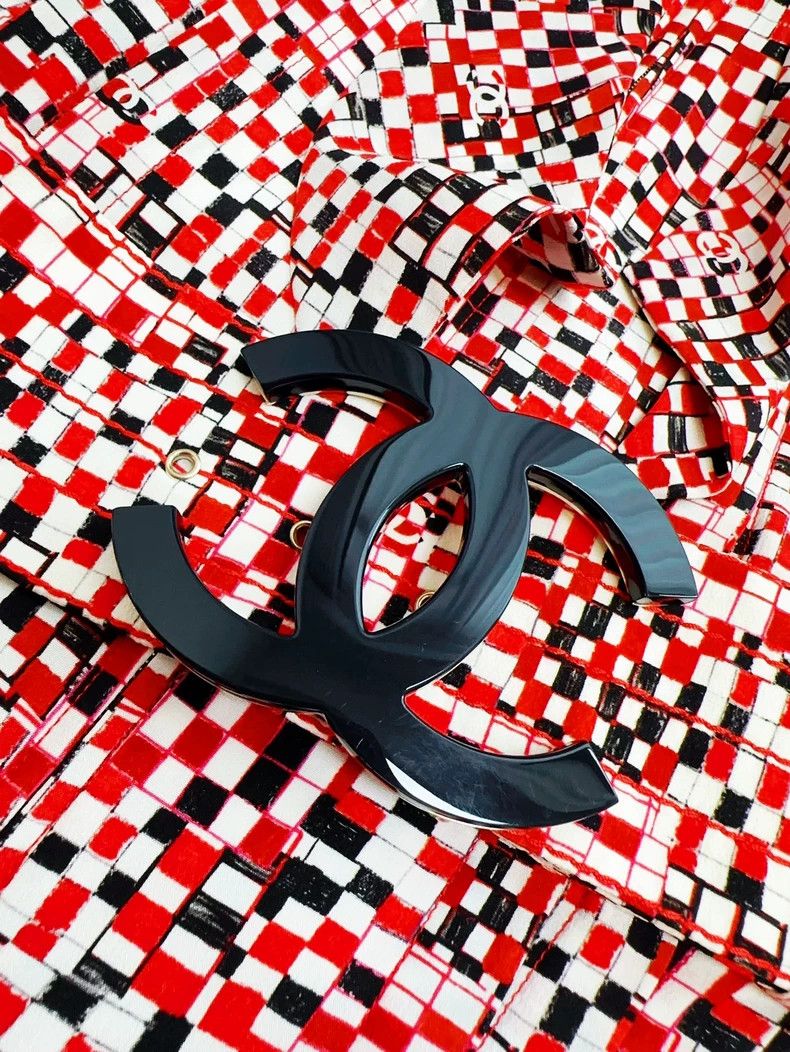 Chanel Chanel 17b red mosaic large double C belt dress long skirt Size XXS / US 00 / IT 34 - 6 Thumbnail