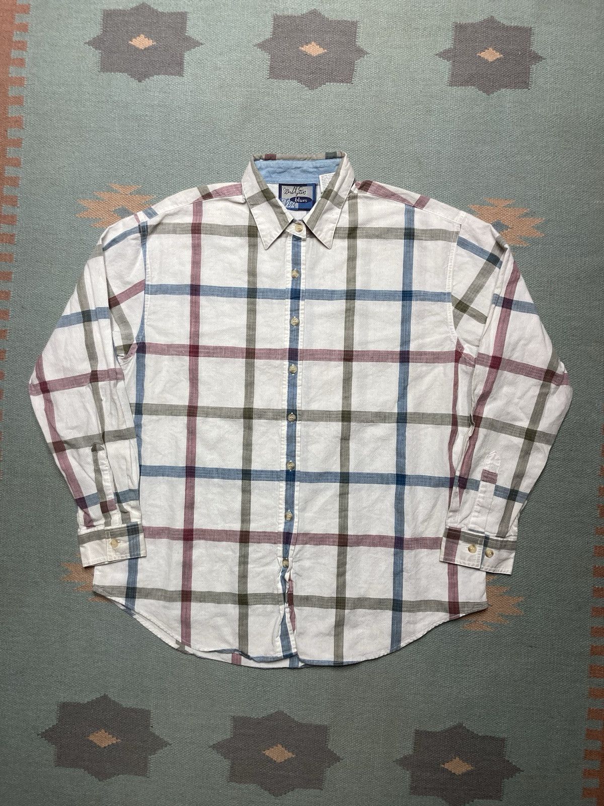 Vintage × Wrangler Vtg wrangler blues button shirt western plaid women’s XXL Size XXL / US 16-18 / IT 52-54 - 1 Thumbnail
