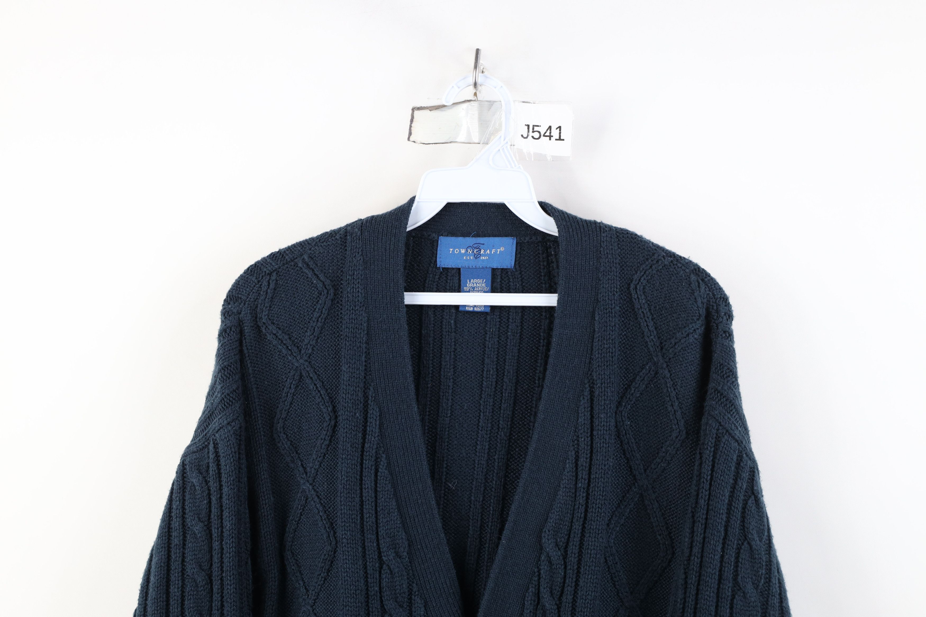 Vintage Vintage 90s Streetwear Cable Knit Fisherman Cardigan Sweater Size US L / EU 52-54 / 3 - 2 Thumbnail