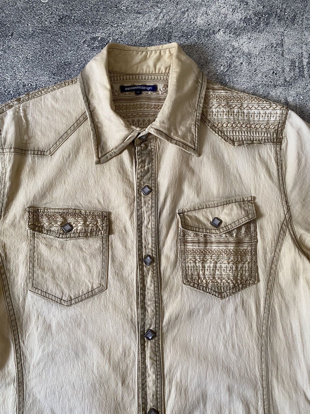 semanticdesign Y2K SEMANTIC DESIGN SKULL EMBROIDERED SNAP BUTTON SHIRT Size US L / EU 52-54 / 3 - 2 Thumbnail