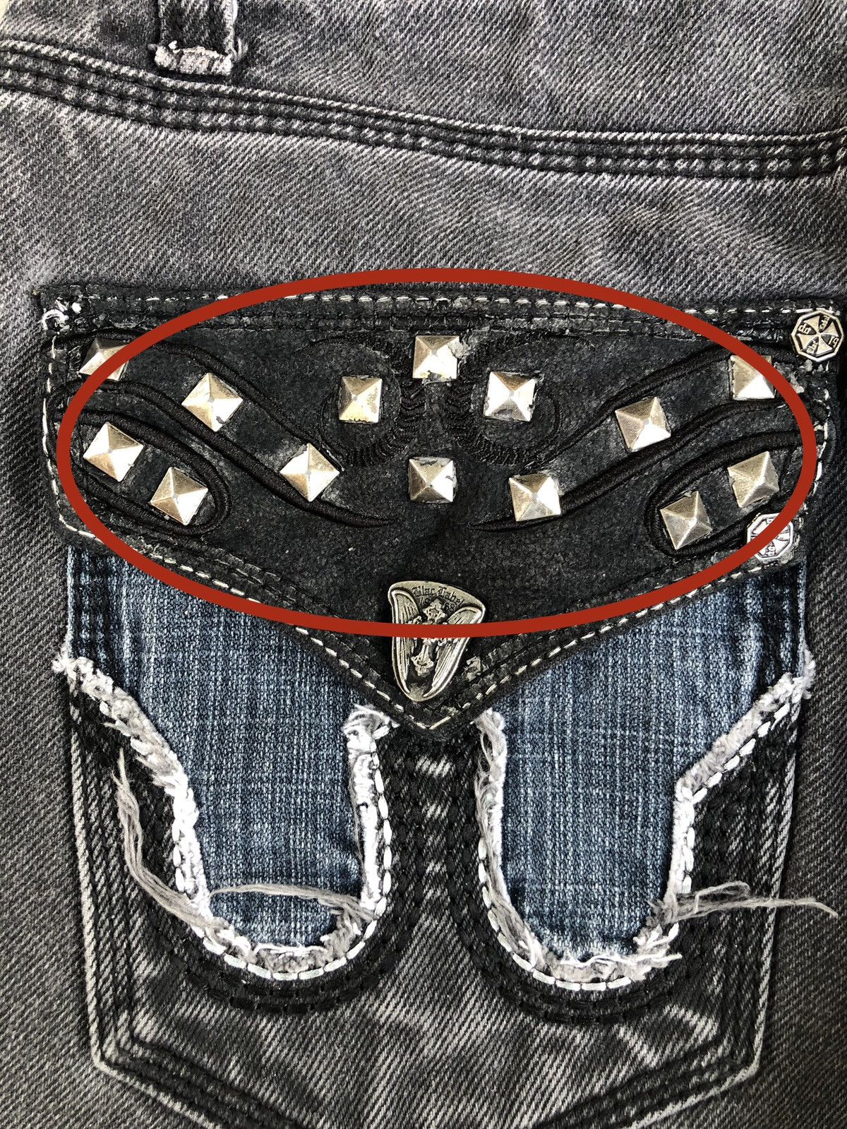 If Six Was Nine Japanese Blac Label Flared Jeans Embroidered logo Distressed Size US 33 - 22 Thumbnail