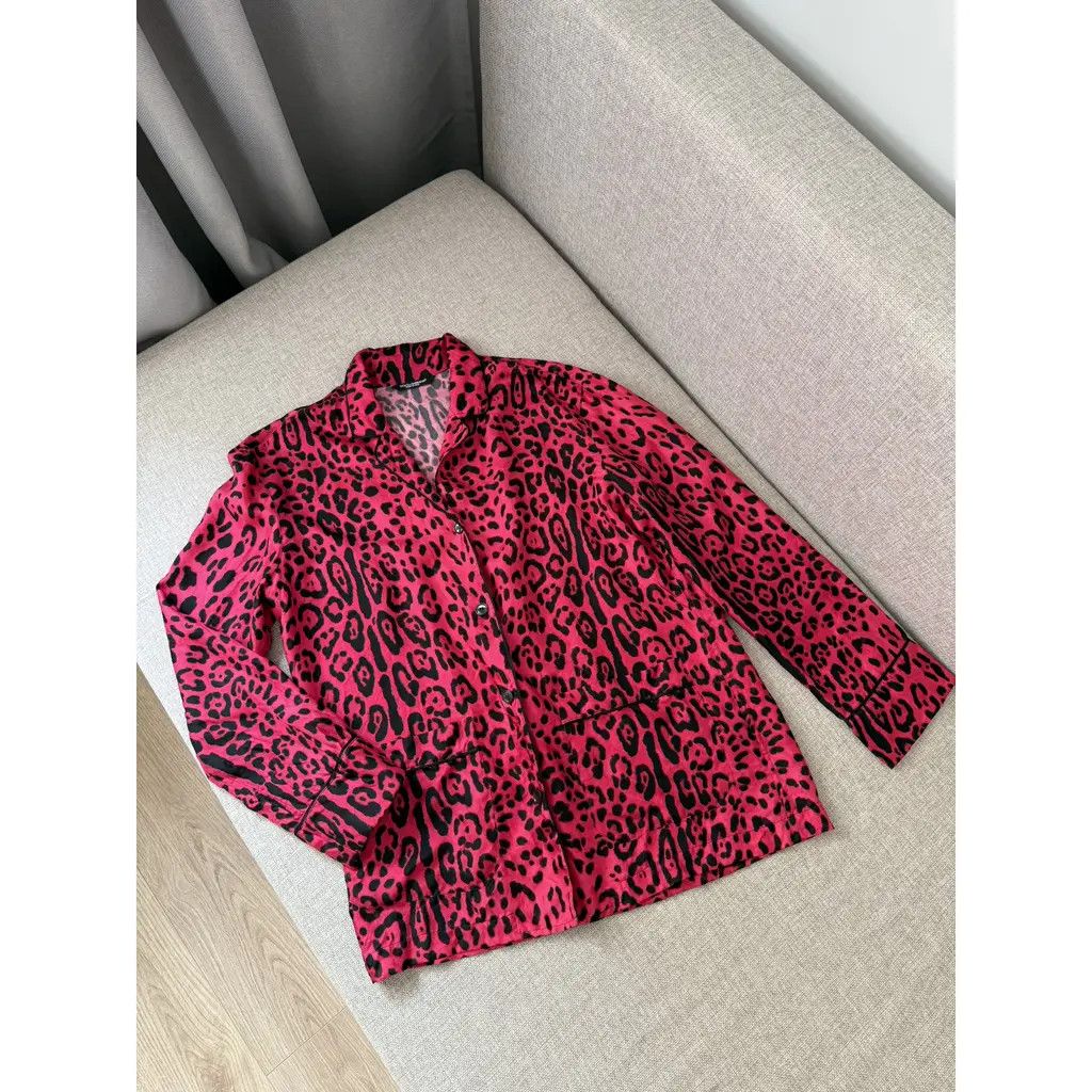 Dolce & Gabbana Dolce & Gabbana Fuchsia Leopard Silk Lounge Set IT38 Size 26" / US 2 / IT 38 - 3 Thumbnail