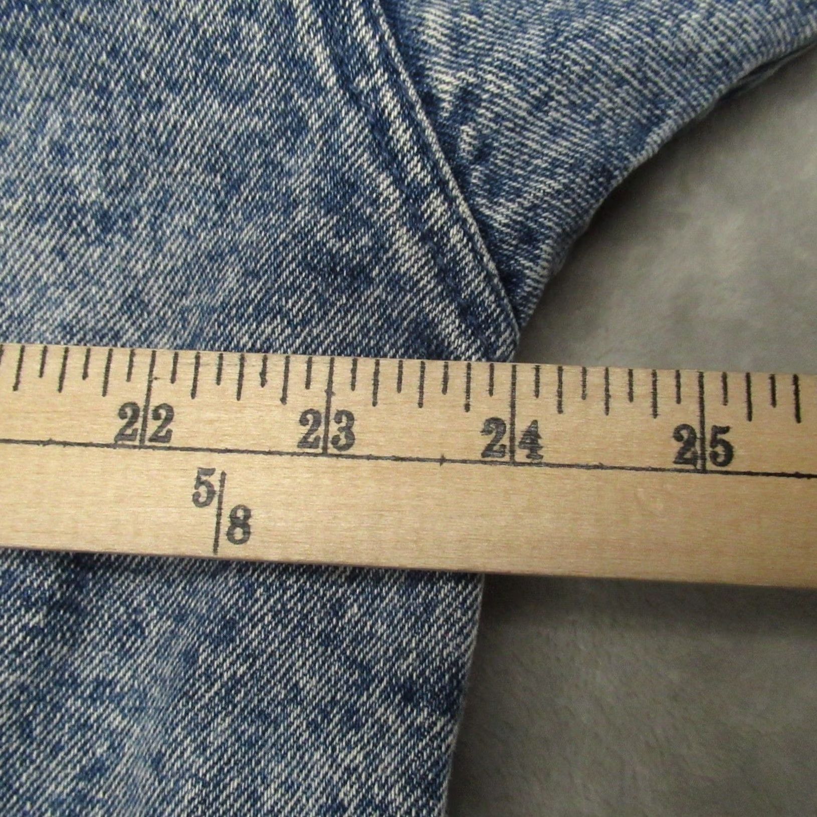 Denime VTG Weathered Denim Jacket Women Large Blue Acid Wash Plaid Lined Hooded 80s Size L / US 10 / IT 46 - 7 Thumbnail