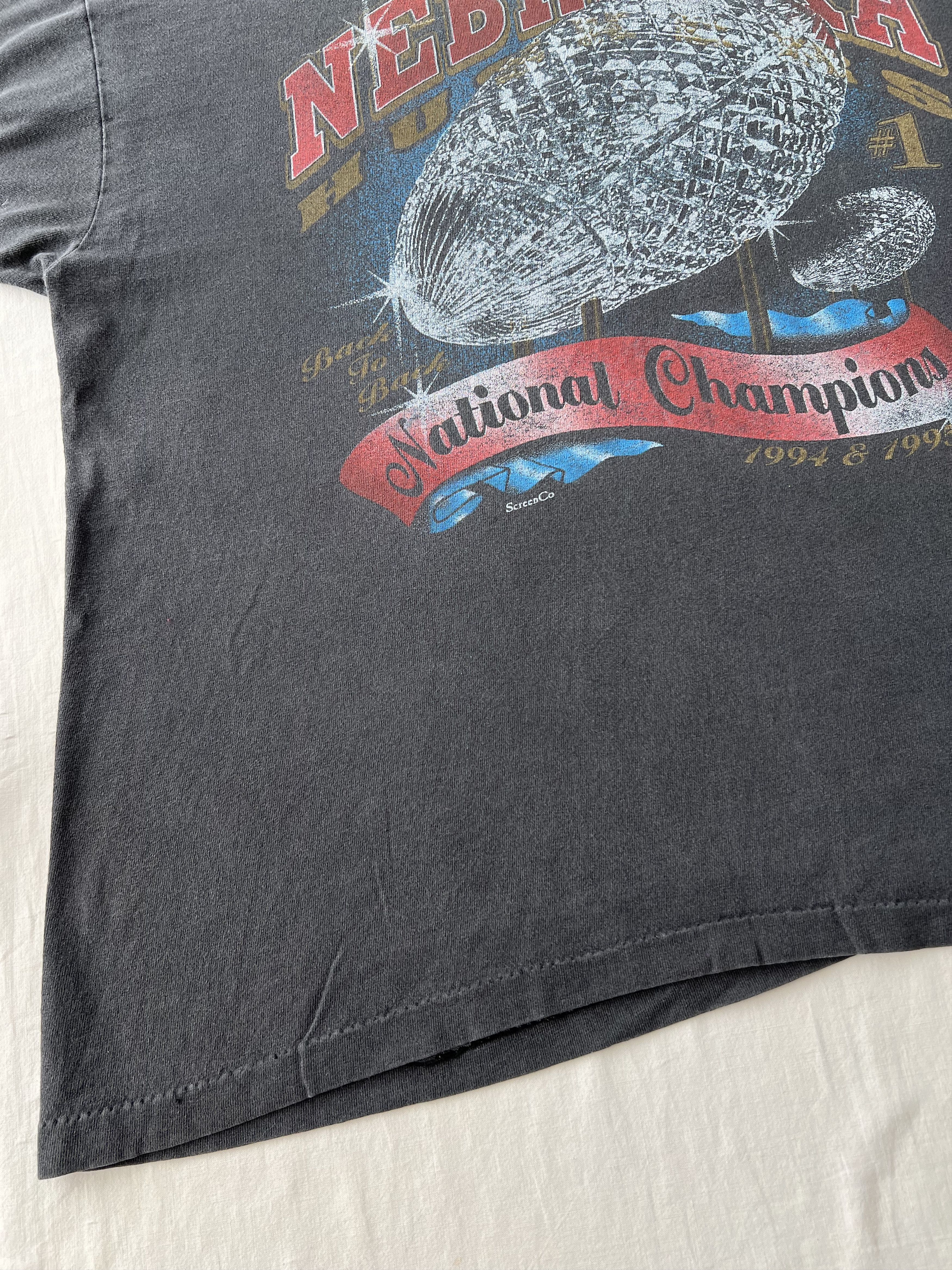 Vintage 90s Nebraska Huskers Cornhuskers NCAA Faded Black