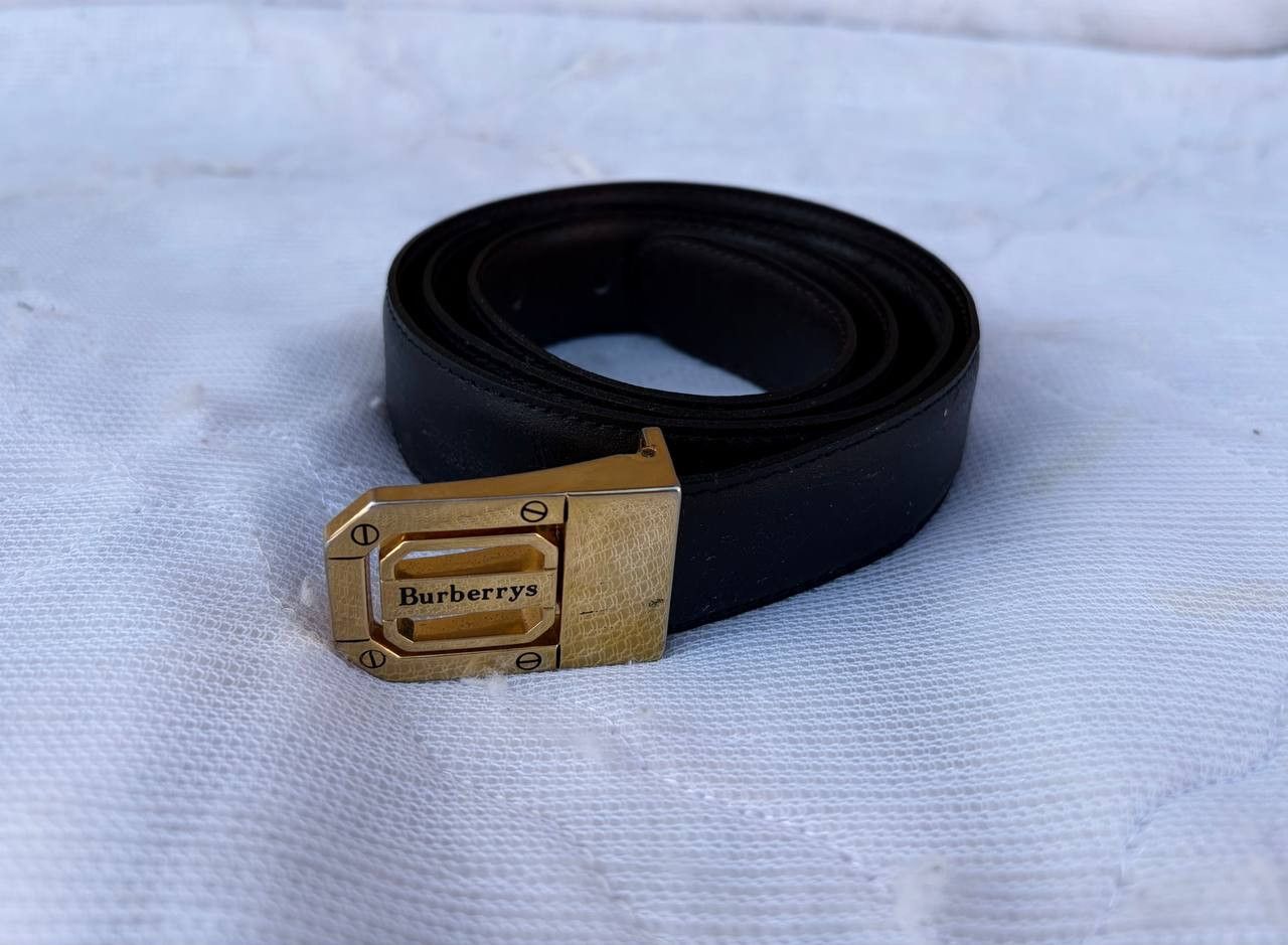 Burberry Burberry Reversible Belt Black Leather Gold Buckle Men's Size ONE SIZE - 1 Thumbnail