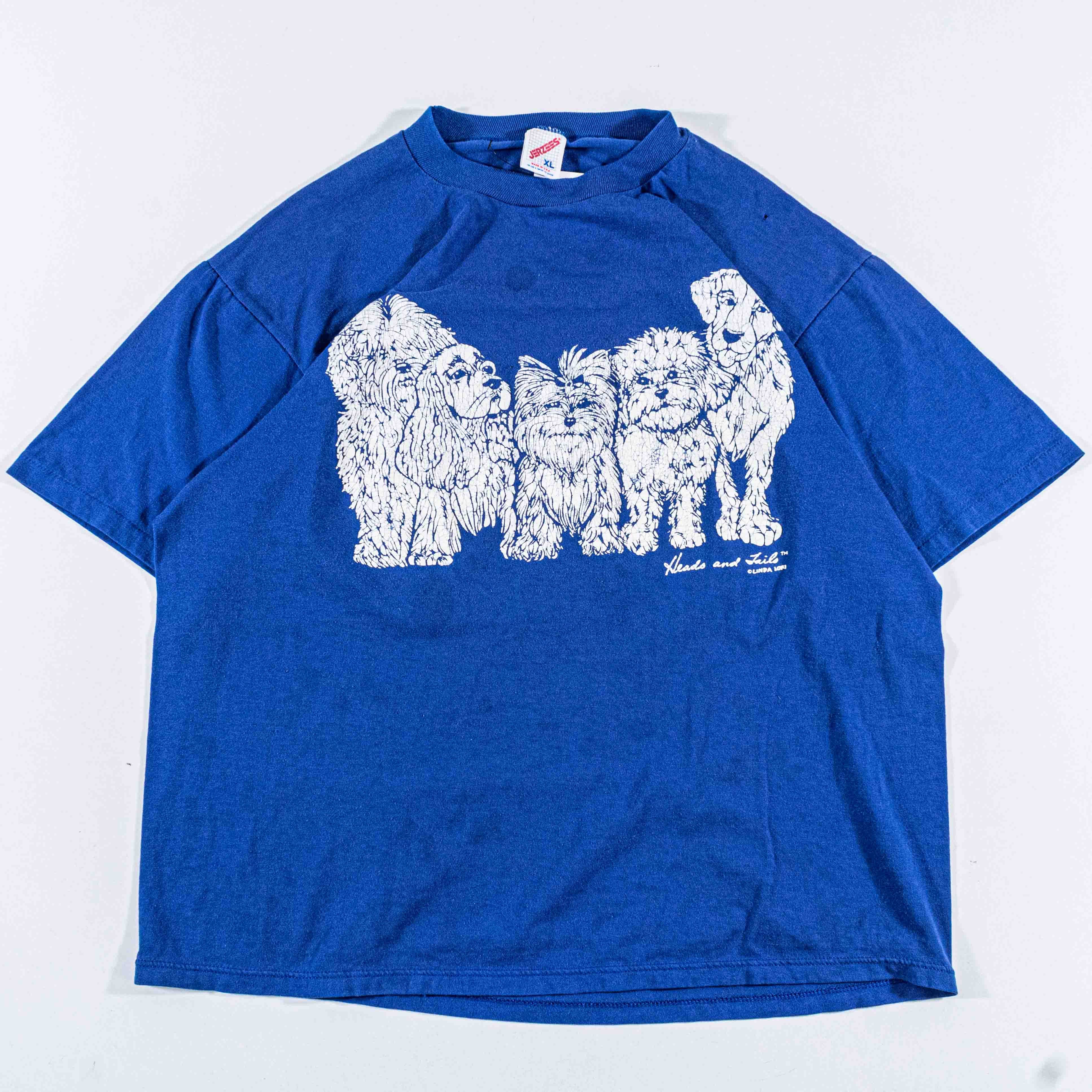 Vintage Dogs T-Shirt Linda Lori Heads & Tails 90s Graphic Art Size US L / EU 52-54 / 3 - 1 Thumbnail