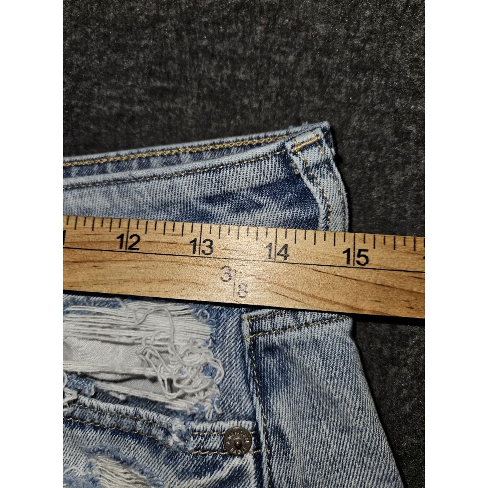 American Eagle Outfitters VINTAGE American Eagle Outfitters Mom Shorts Women's 4 Blue High Rise Distressed Stretch Preppy Size 27" / US 4 / IT 40 - 5 Thumbnail
