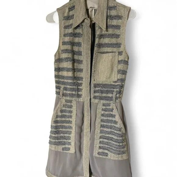 3.1 Phillip Lim Women's Distressed Denim Layer Sleeveless Dress Size XS / US 0-2 / IT 36-38 - 1 Thumbnail
