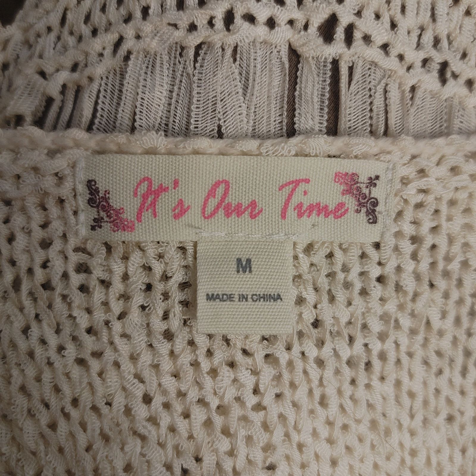 Other It's Our TIme Women's M Off-White Knit Tasseled Boho Vest Size M / US 6-8 / IT 42-44 - 3 Thumbnail