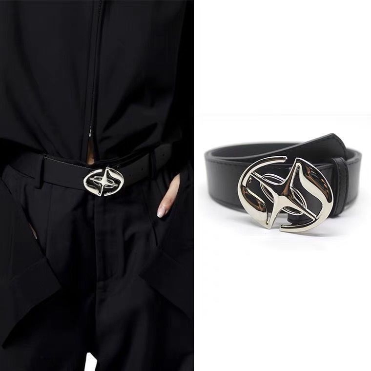 Designer Dark Vintage Belt Riveted Belts Menswear Accessories Size ONE SIZE - 1 Thumbnail