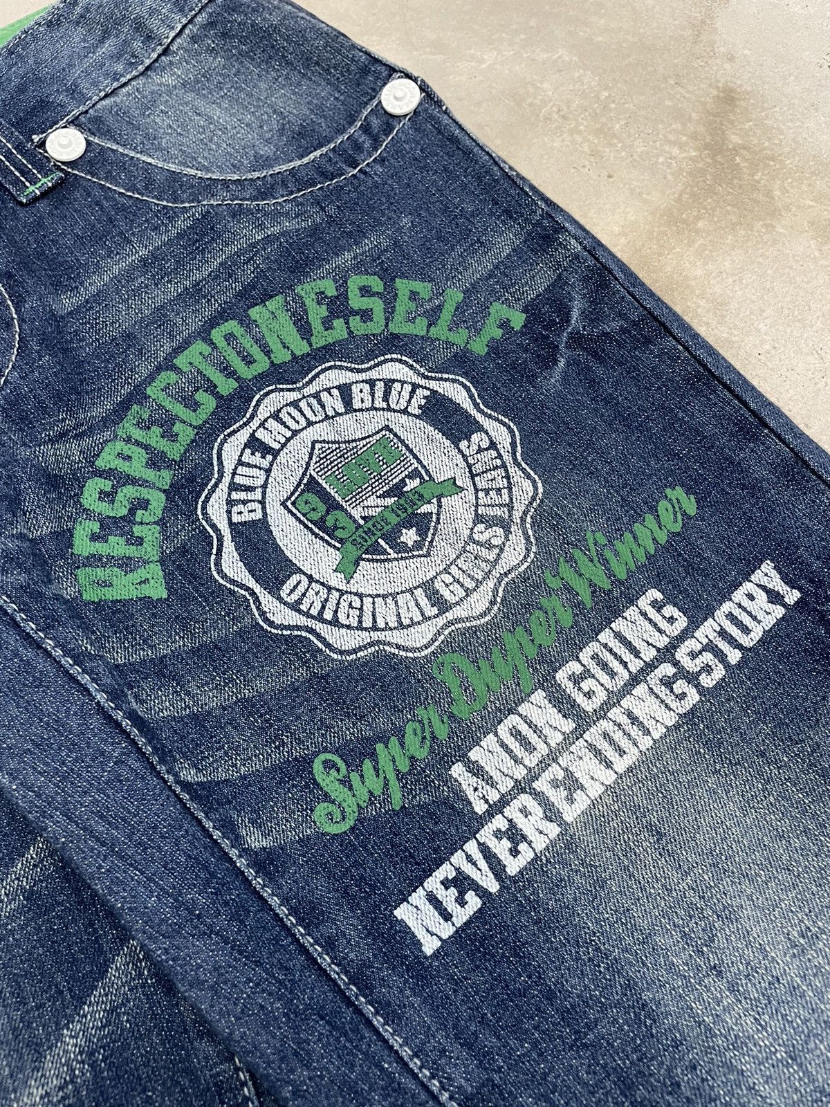 Blue Blue Japan × Hysteric Glamour × Japanese Brand Blue Moon Blue Y2k Style Wording Pocket Clone Devgru Style Size US 30 / EU 46 - 7 Thumbnail
