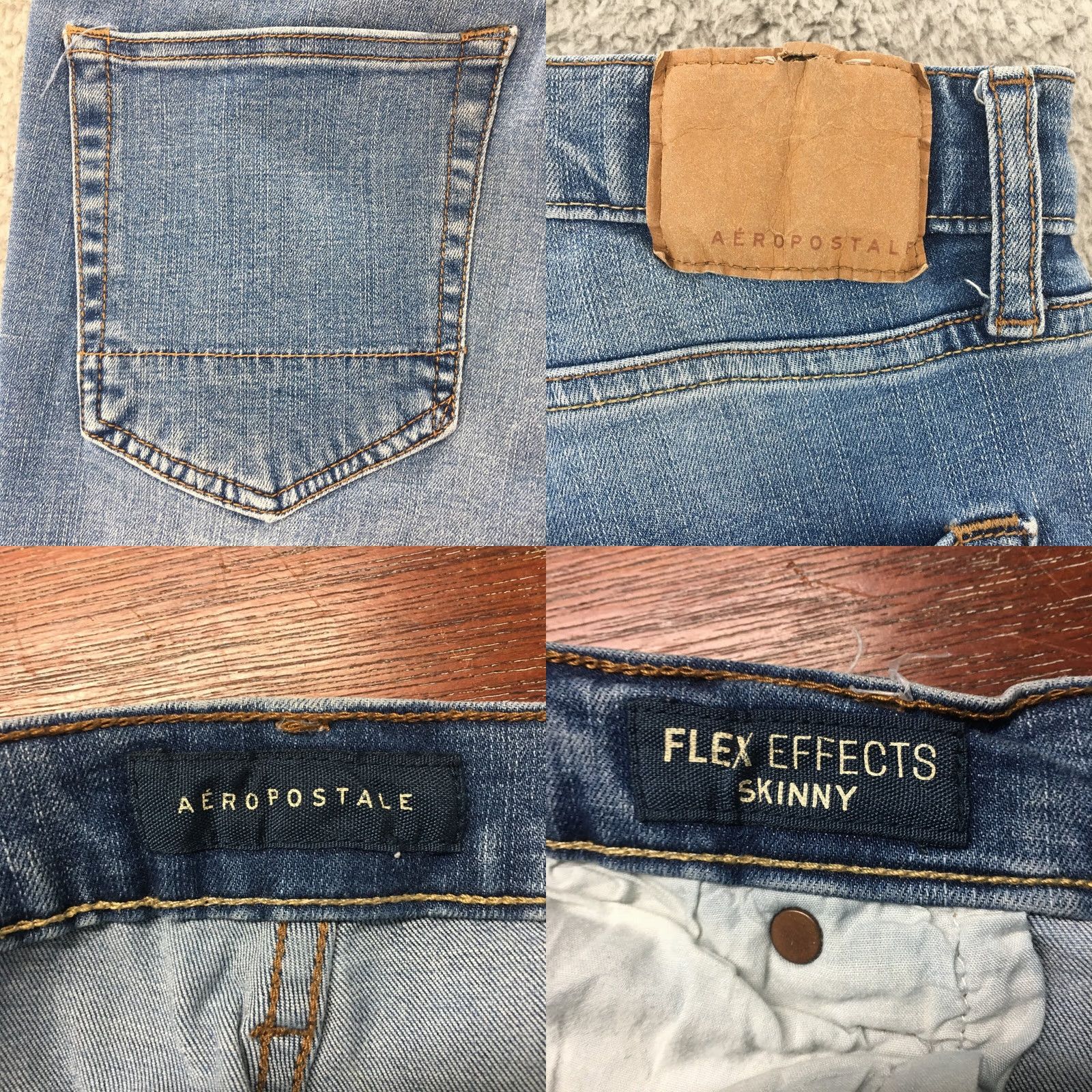 Vintage Aéropostale Flex Effects Skinny Jeans Womens 33/32 Blue Distressed Raw Hem Zip Jeans Size 24" / US 00 / IT 34 - 9 Thumbnail