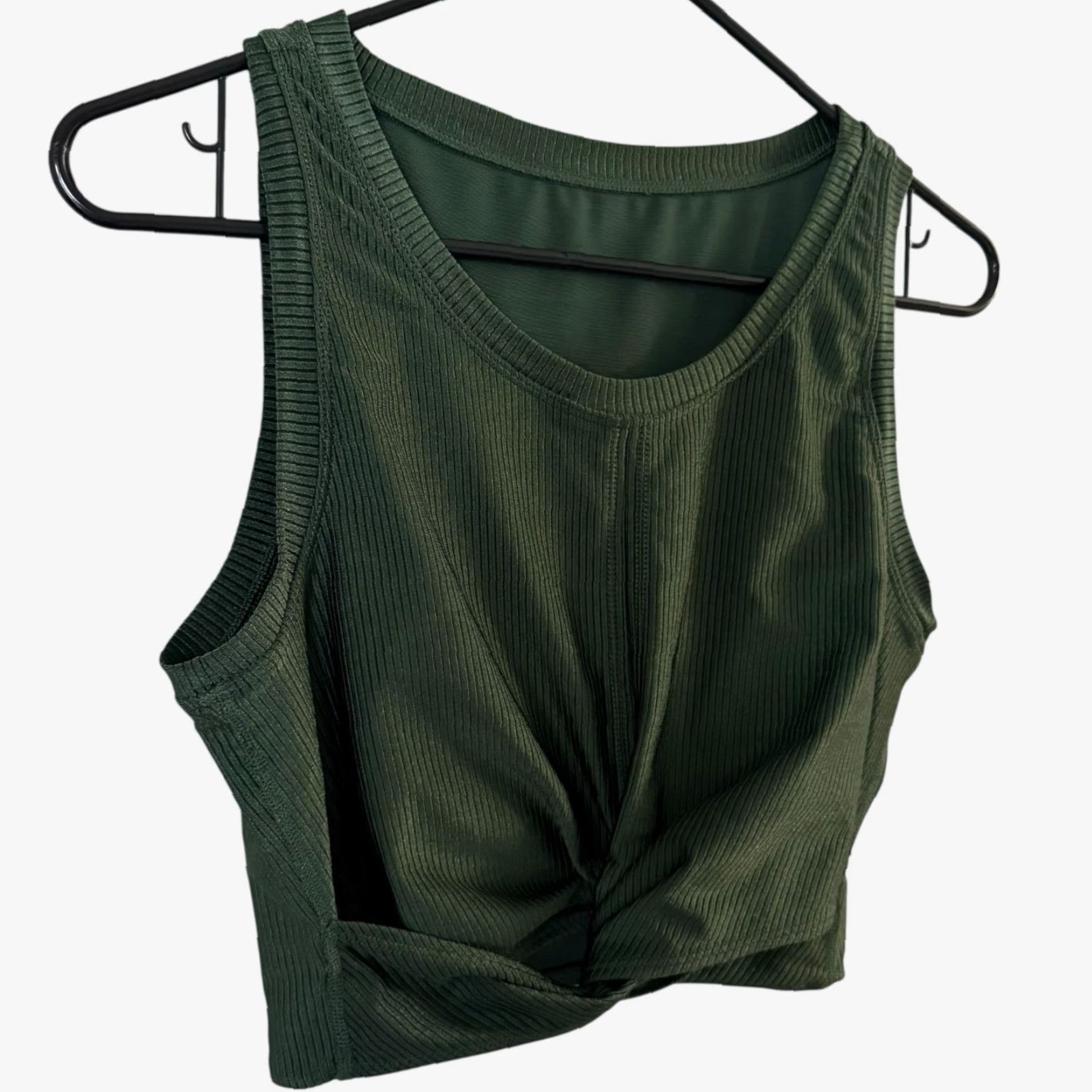 Vintage Aerie Sports Bra Lined Ribbed Crop Top Green Women's XL Gym Yoga Athletic Active Size XL / US 12-14 / IT 48-50 - 3 Thumbnail