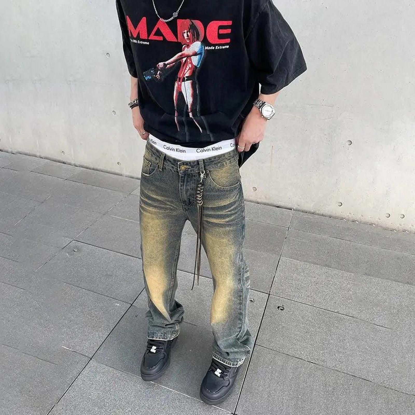 Jean × Vintage Flared Jeans for Men Baggy Wide Leg Street Vintage Size US 32 / EU 48 - 4 Thumbnail
