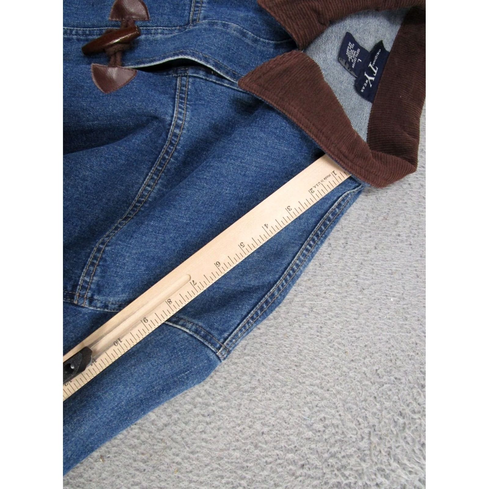Vintage Original TY Wear Jacket Women's Size L Blue Denim Casual 90s Toggle Button Up Long Sleeve Coat Jacket Mens Womens 90s Style Basic Jacket Size L / US 10 / IT 46 - 7 Thumbnail