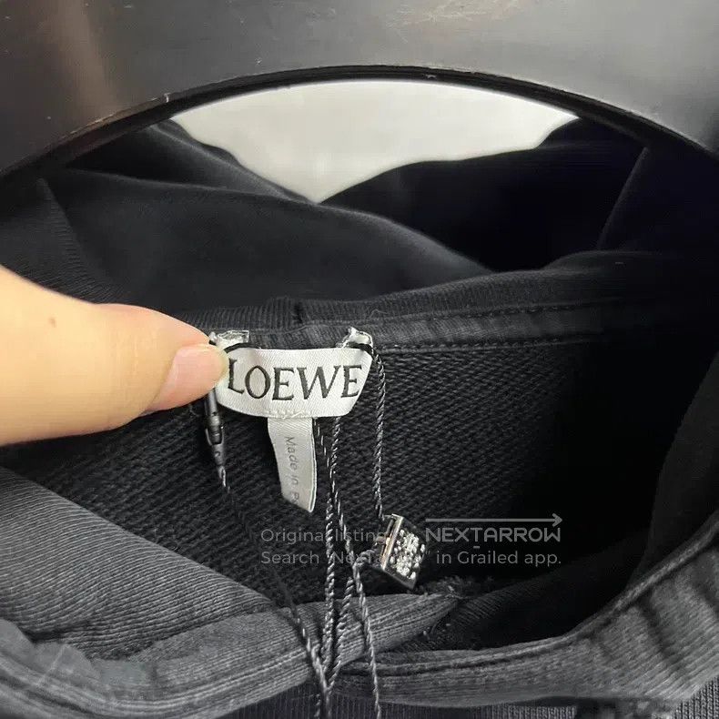 Loewe Loewe Black Leather Patch Hooded Sweatshirt Size US XL / EU 56 / 4 - 3 Thumbnail